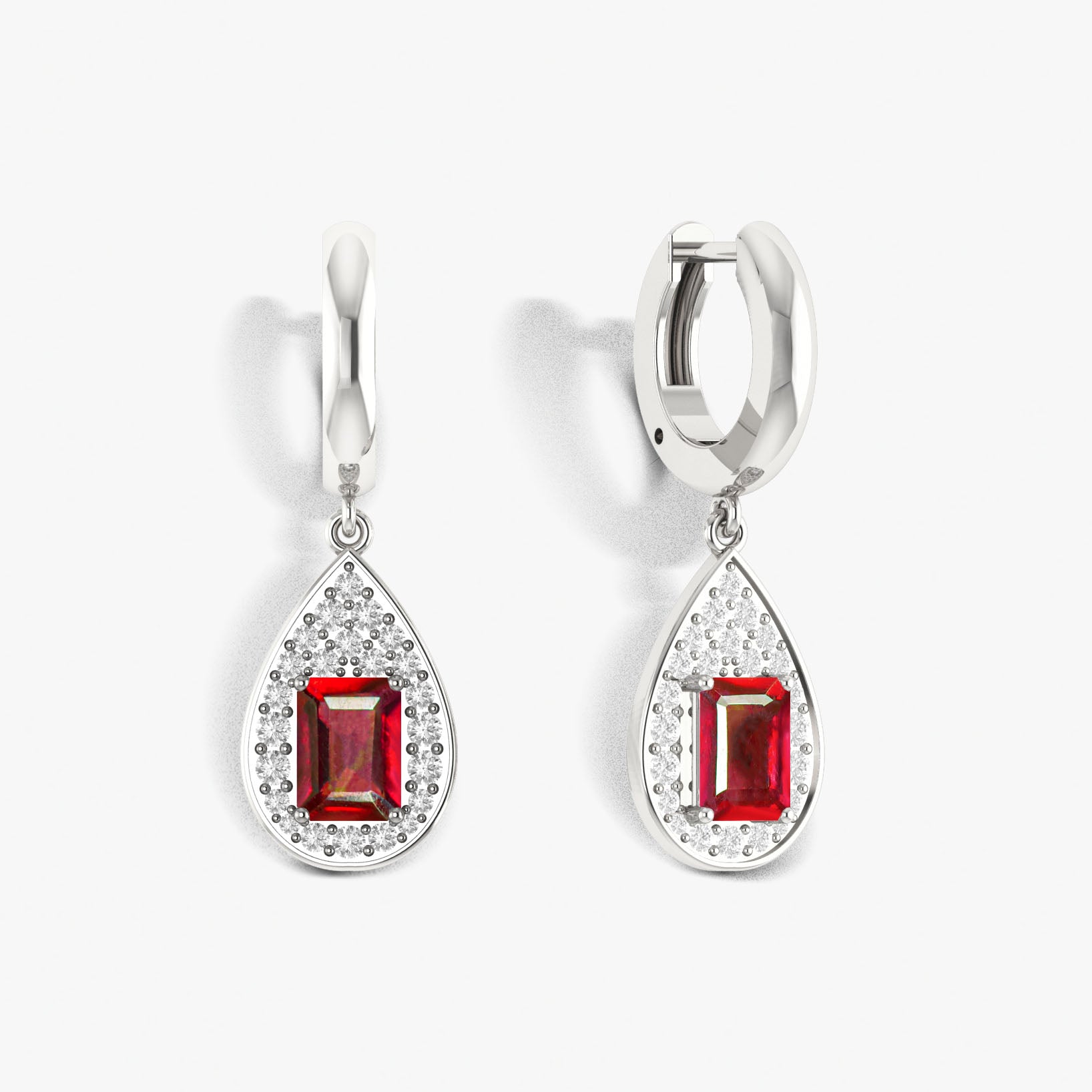 Natural Ruby Hoop Tear Drop Earrings - Goodstone Jewels