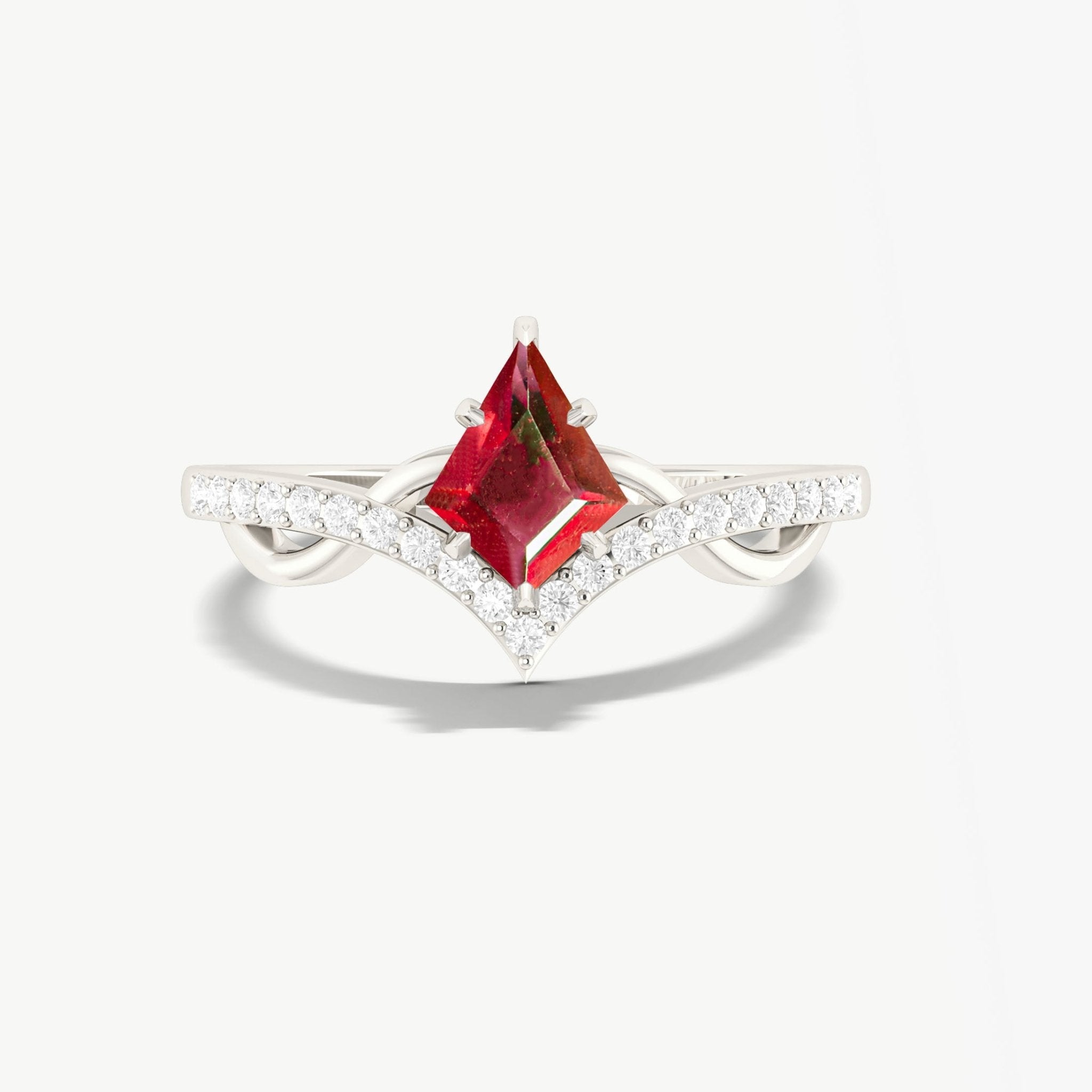 Natural Ruby Kite Shape Wishbone Ring - Goodstone Jewels