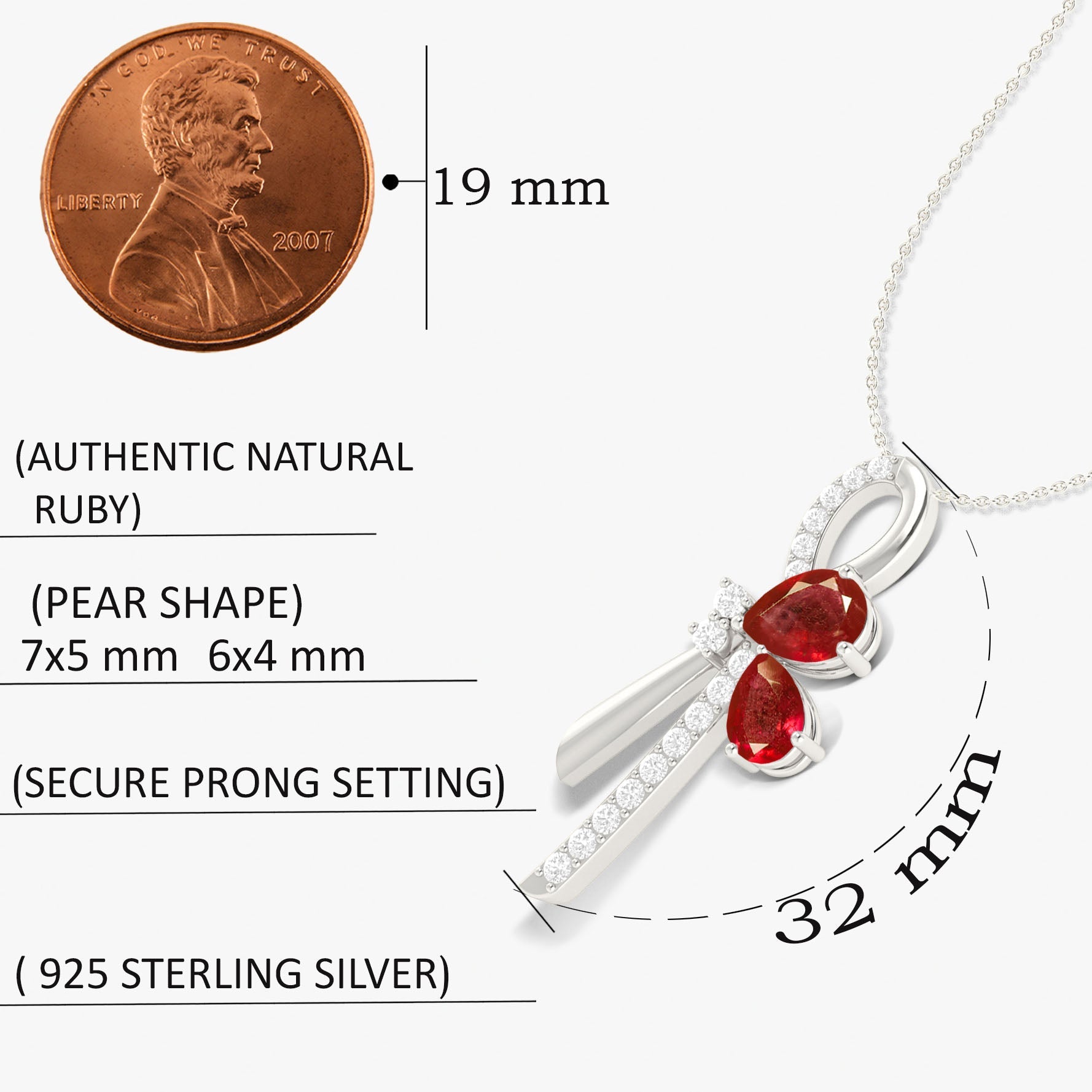 Natural Ruby Knot Style Charm Pendant Necklace - Goodstone Jewels