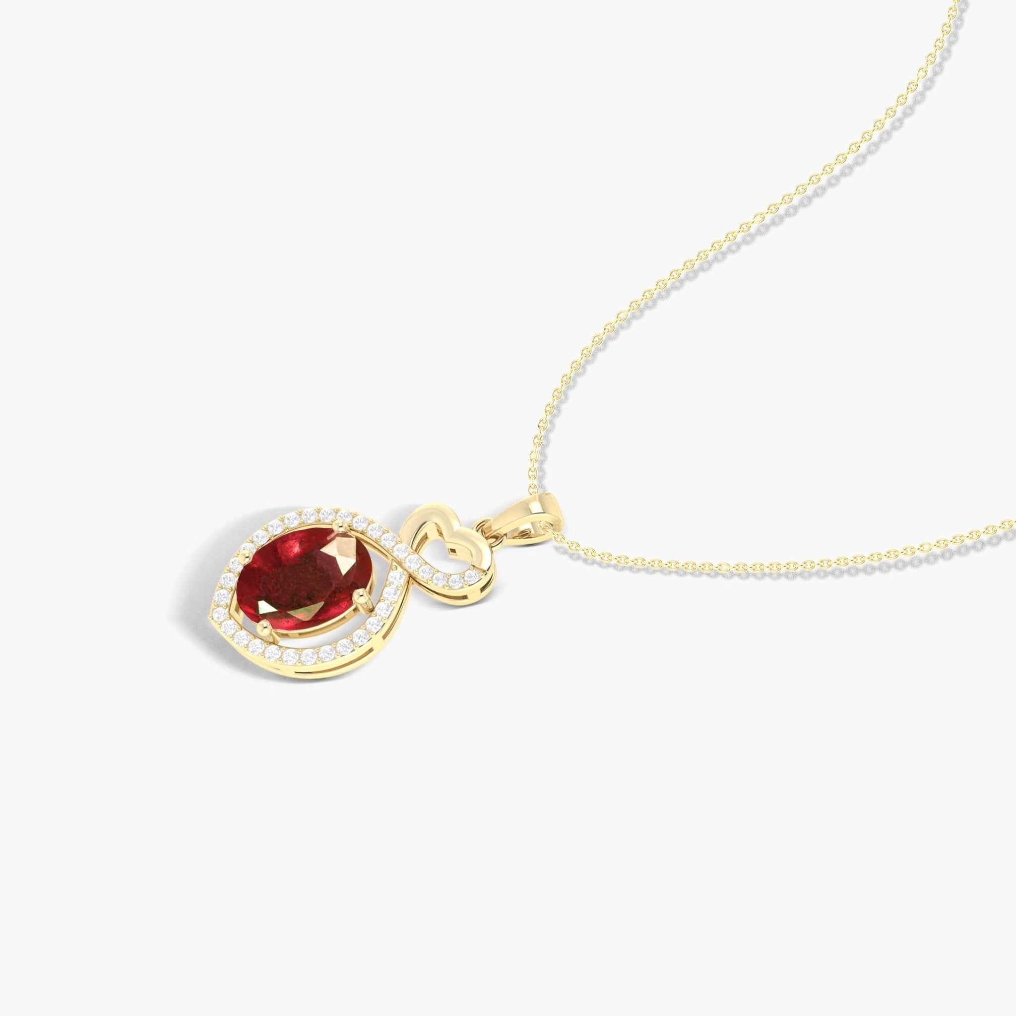 Natural Ruby Mini Heart Style Chain Pendant Necklace - Goodstone Jewels