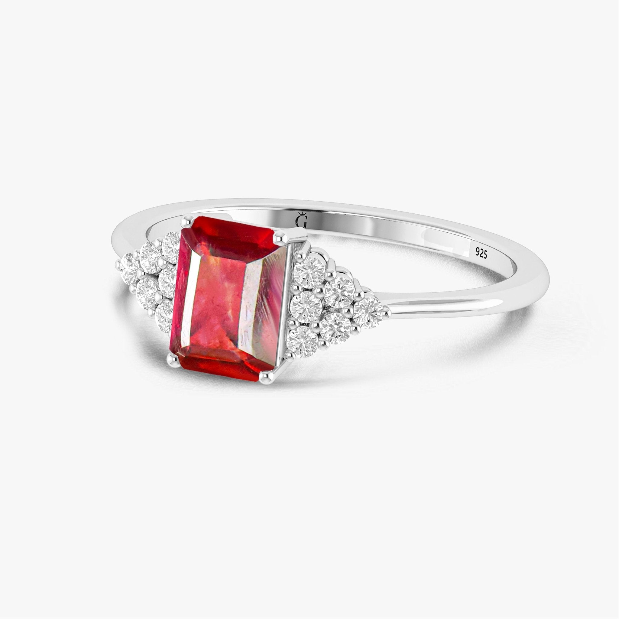 Natural Ruby Octagon Stone Solitaire Ring in Yellow Gold Filled & Sterling Silver - Goodstone Jewels