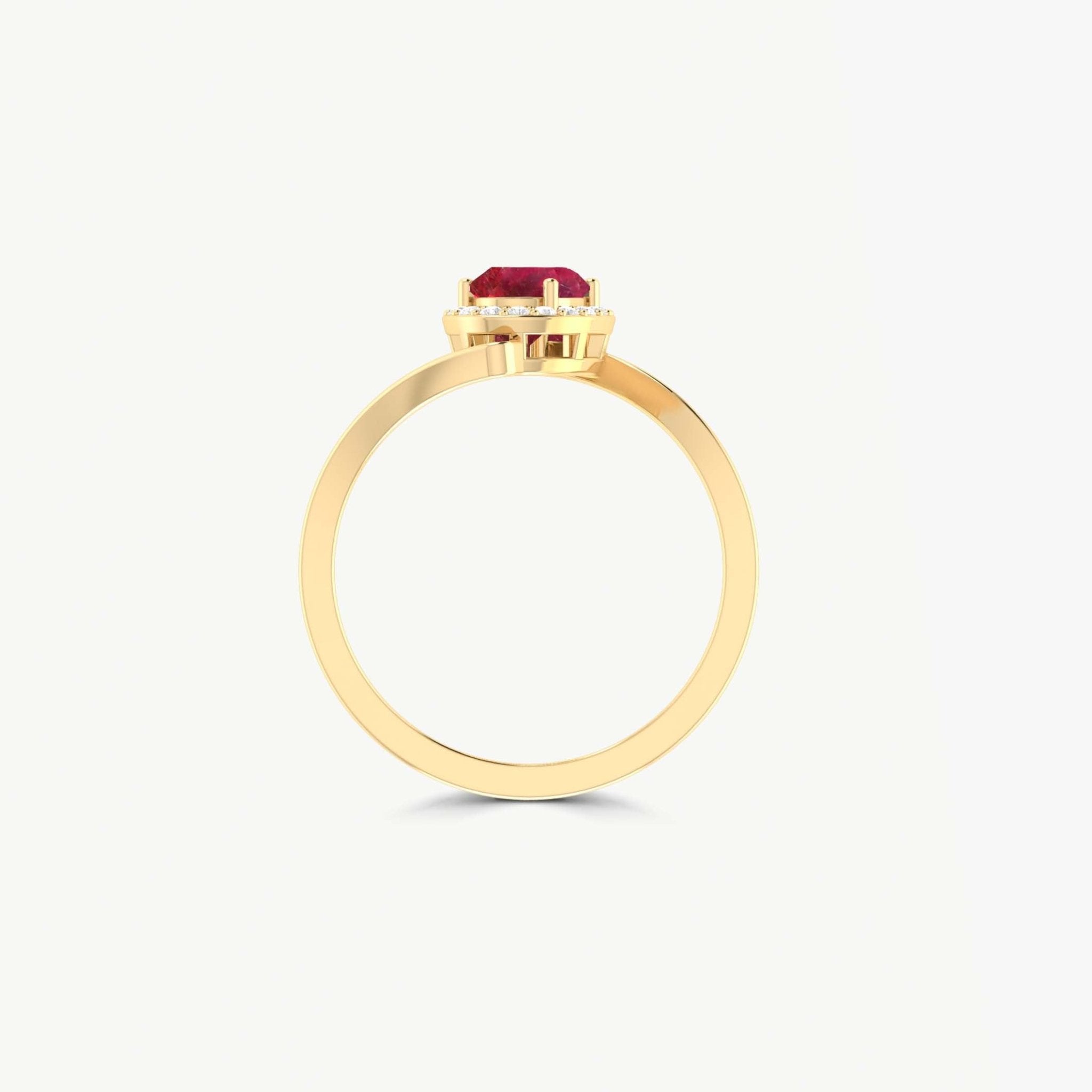 Natural Ruby Oval Shape Bypass Halo Ring - Goodstone Jewels