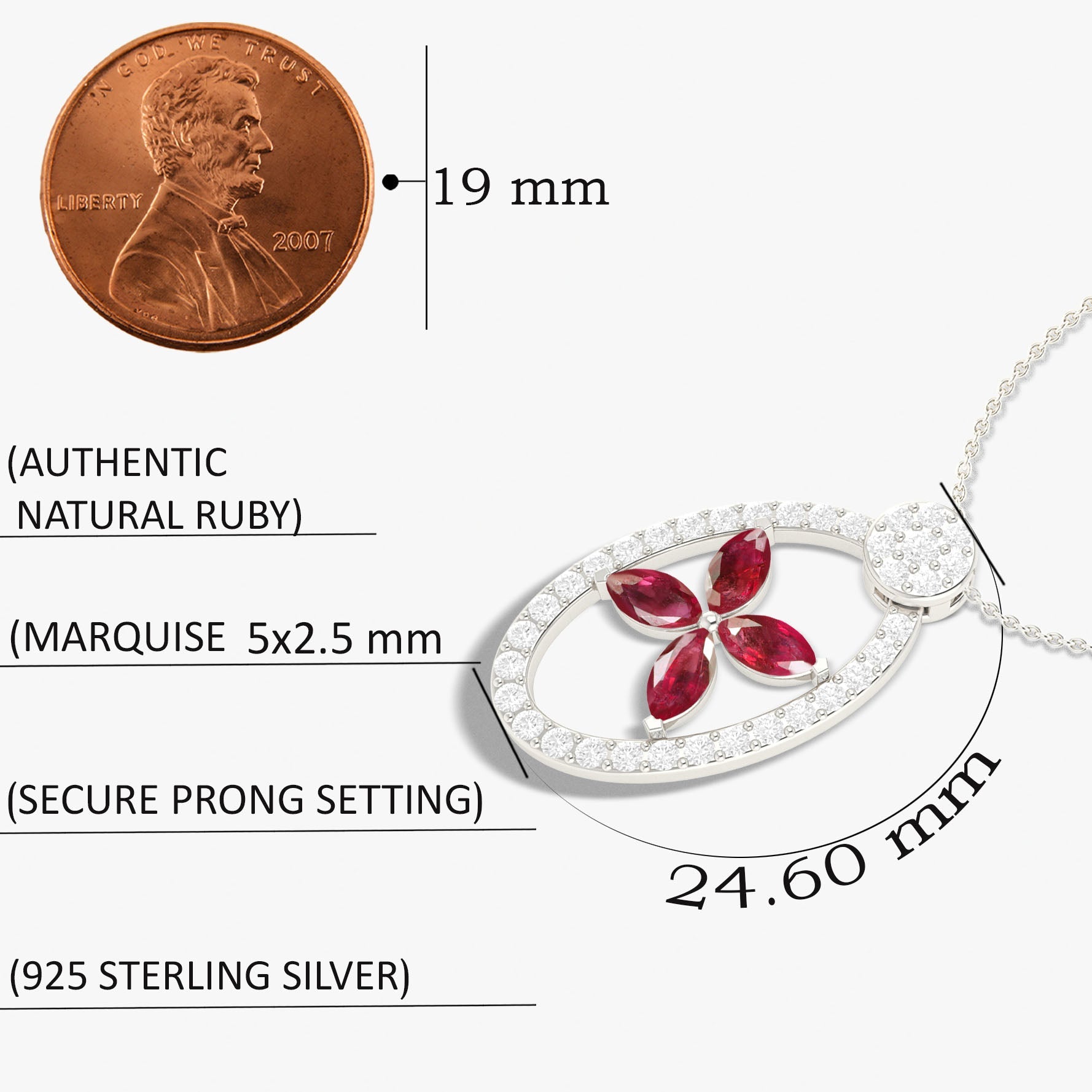 Natural Ruby OX Style Charm Pendant Necklace - Goodstone Jewels