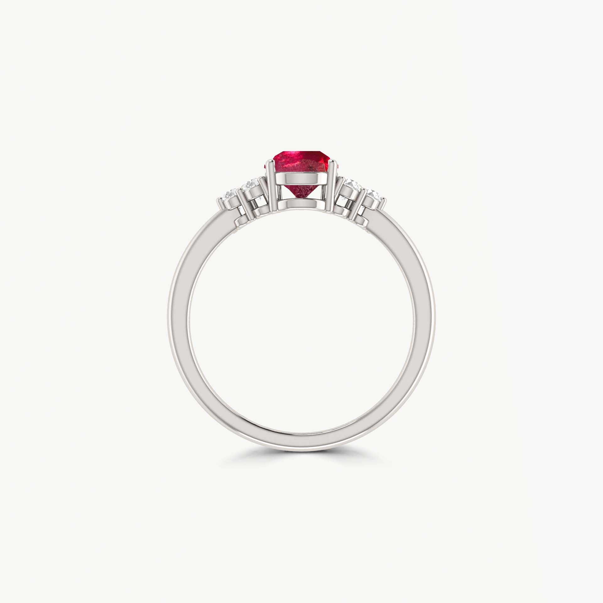 Natural Ruby Pear Shape & White Zircon Solitaire with Accents Ring - Goodstone Jewels