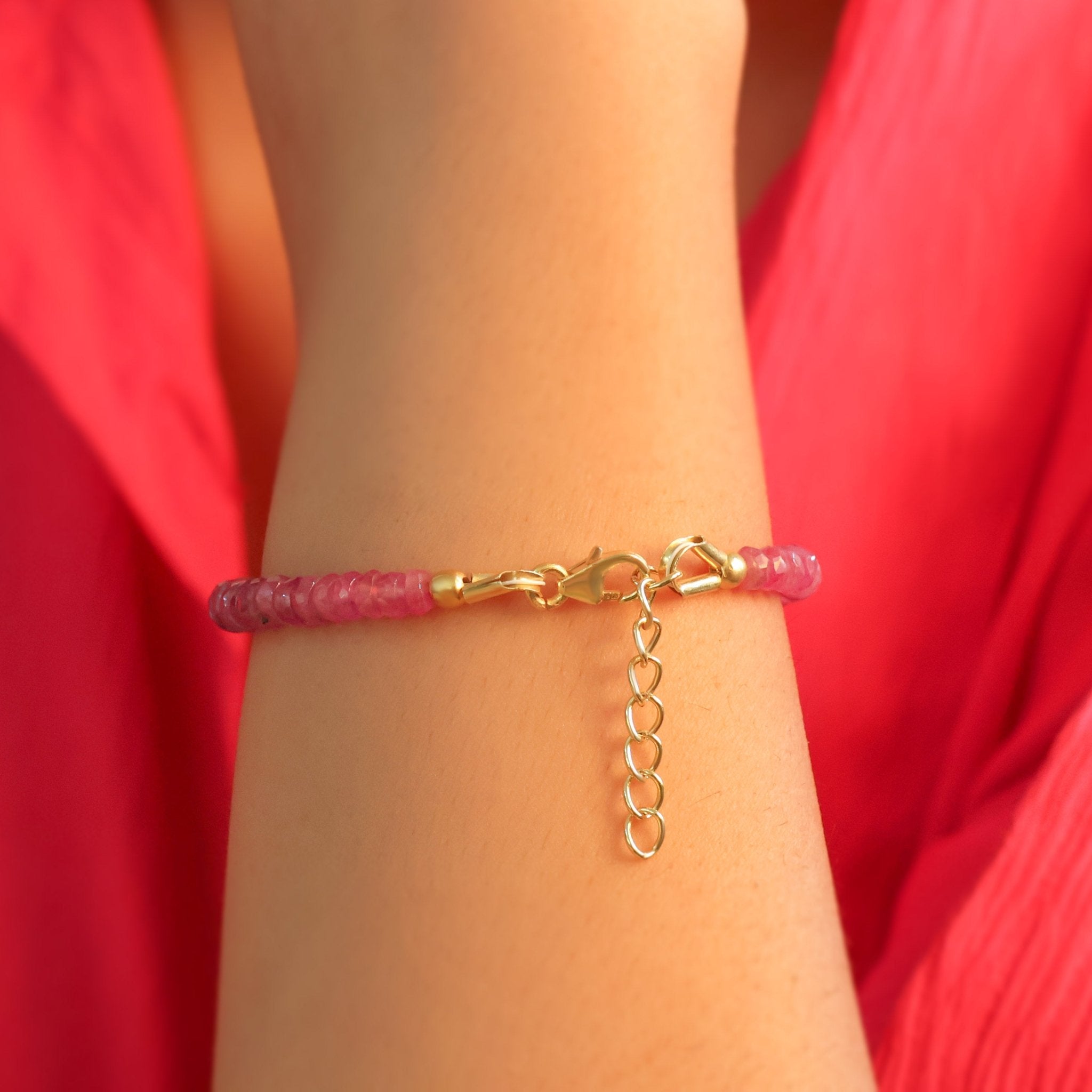 Natural Ruby Plain Beaded Bracelet Handmade Jewelry - Goodstone Jewels