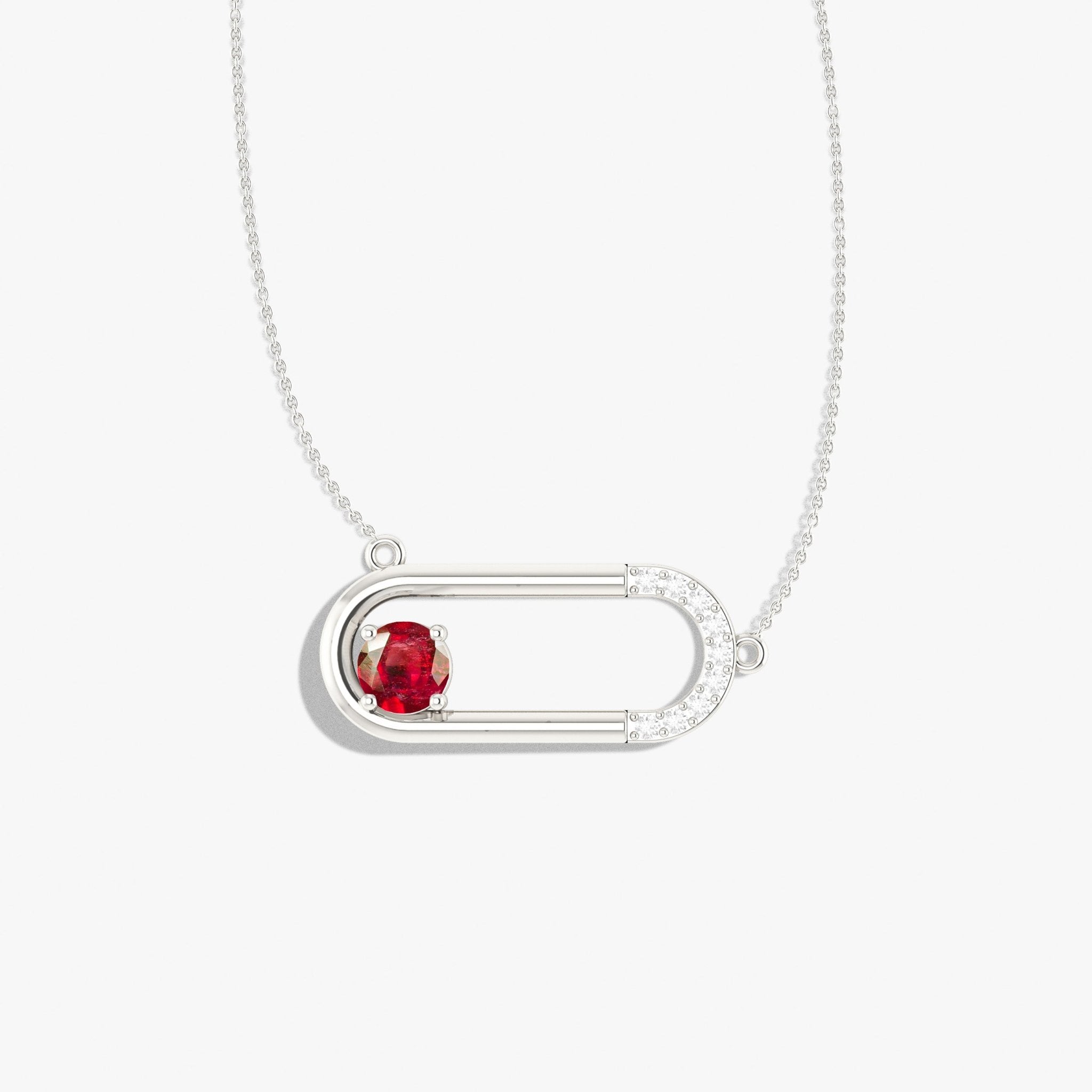 Natural Ruby Rectangle Style Chain Pendant Necklace - Goodstone Jewels