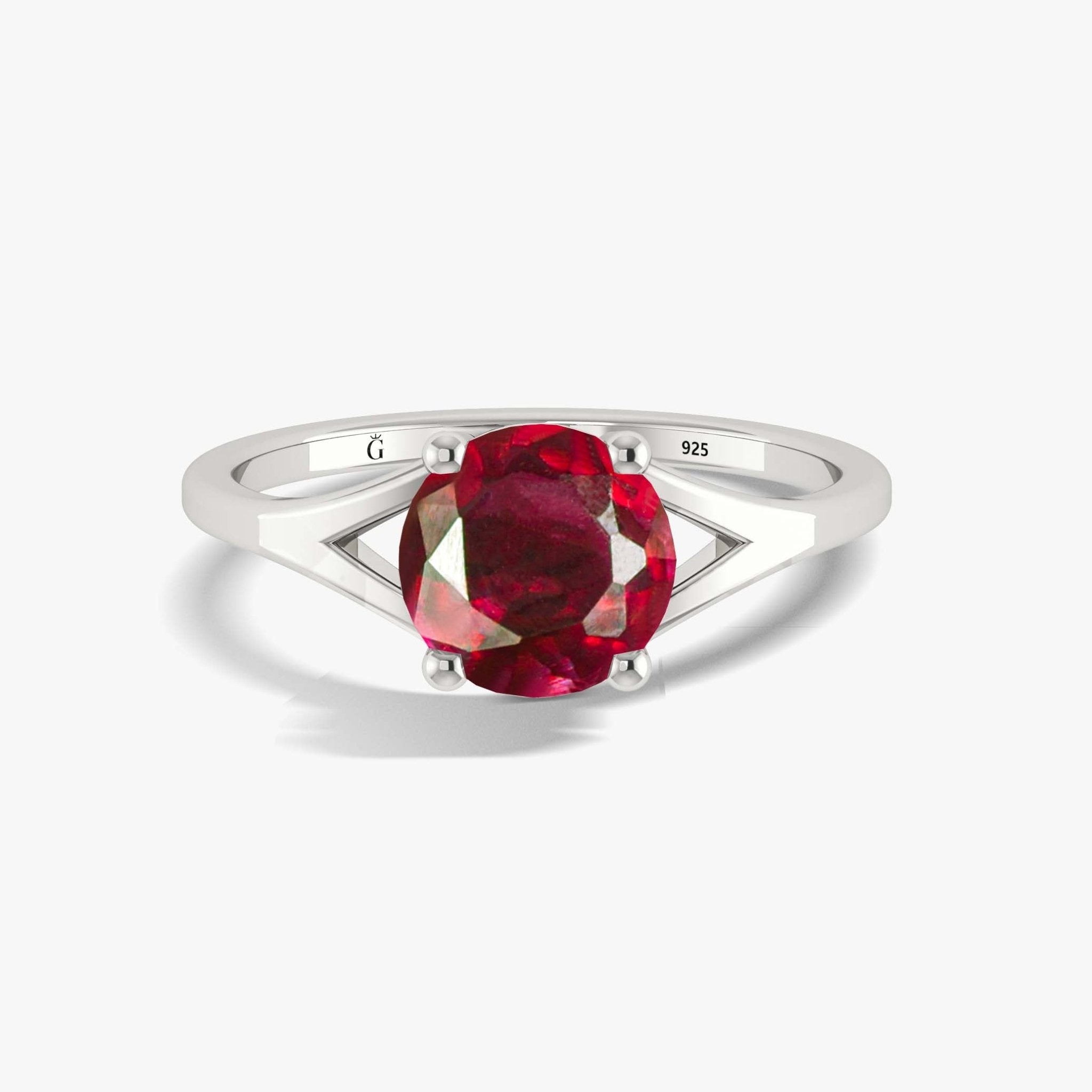 Natural Ruby Round Faceted Gemstone Statement Ring - Goodstone Jewels