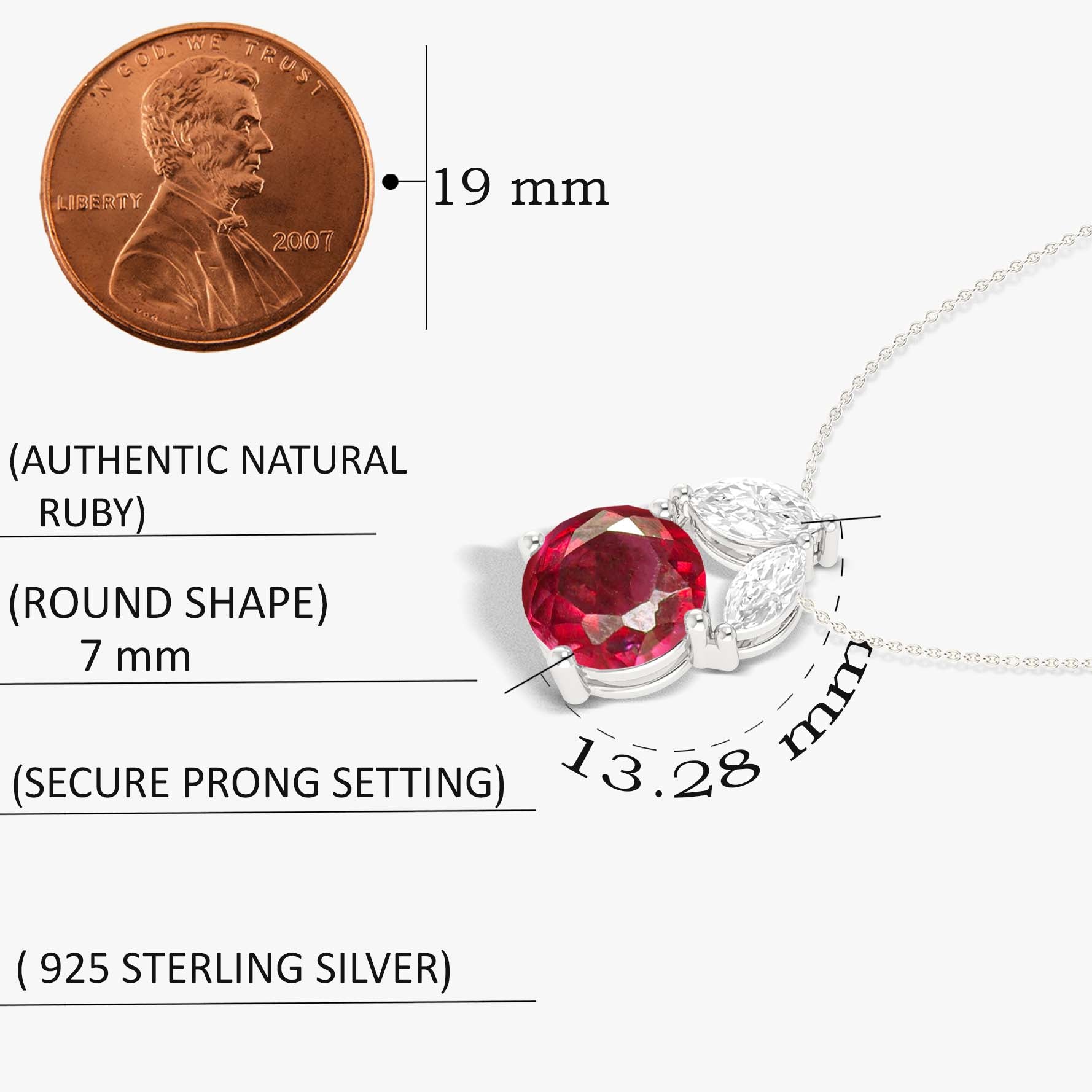 Natural Ruby Round Stone Minimalist Chain Pendant Necklace - Goodstone Jewels