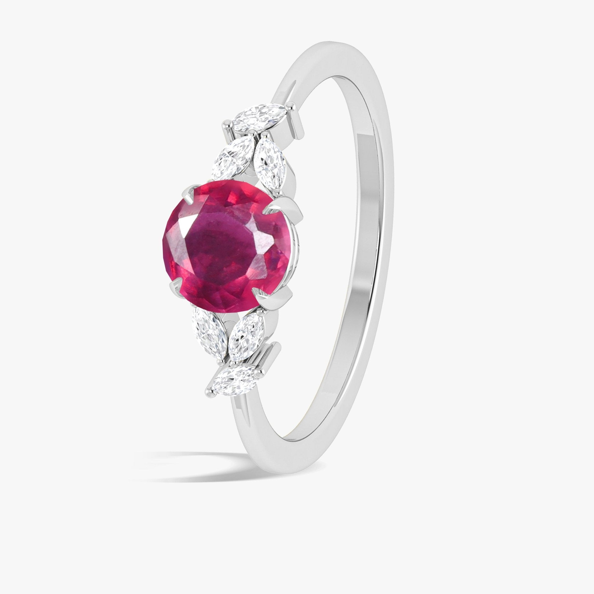 Natural Ruby Round Stone Statement Ring in Silver & Gold Filled - Goodstone Jewels