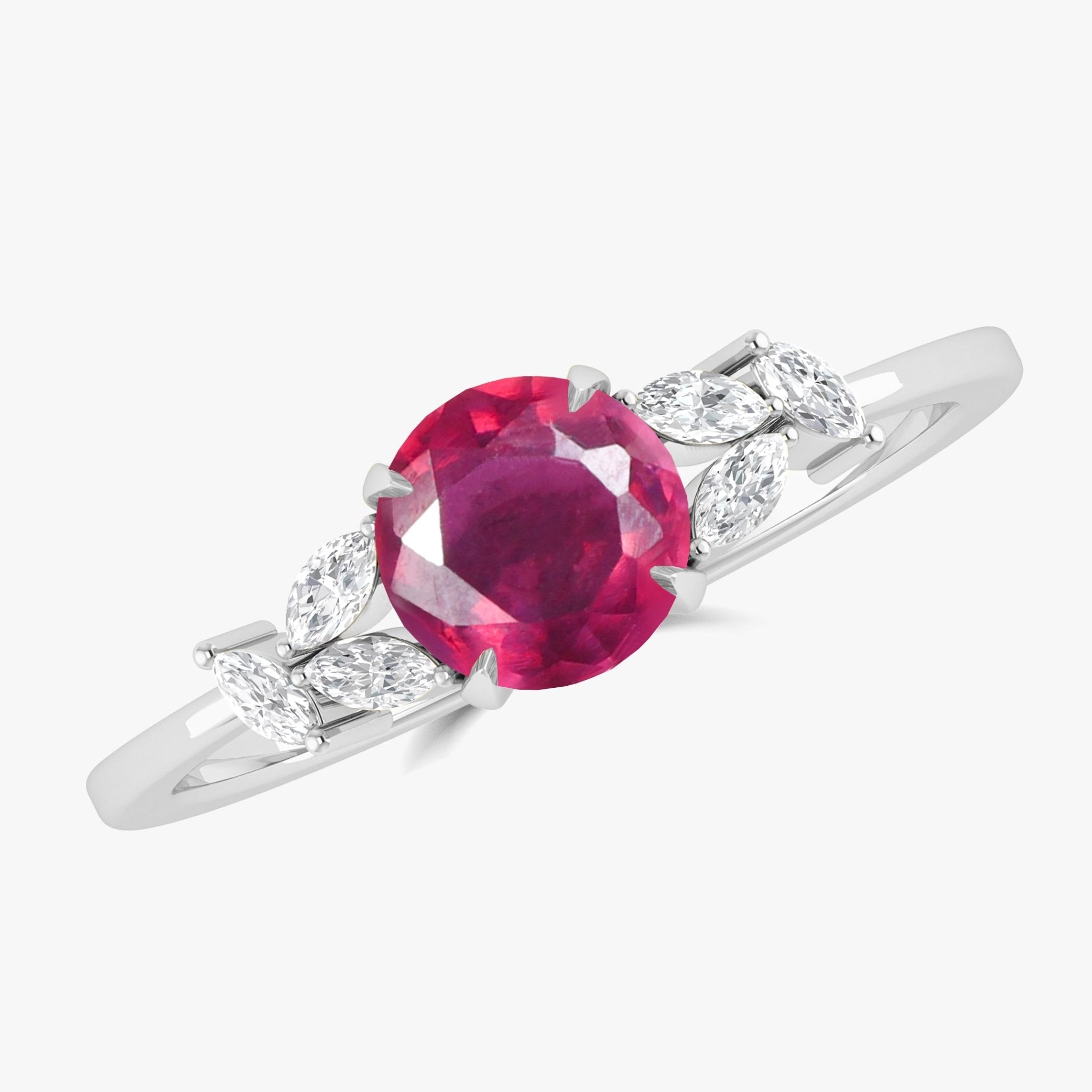 Natural Ruby Round Stone Statement Ring in Silver & Gold Filled - Goodstone Jewels