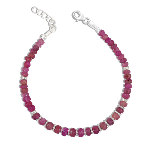Natural Ruby Separator Rondelle Beaded Bracelet