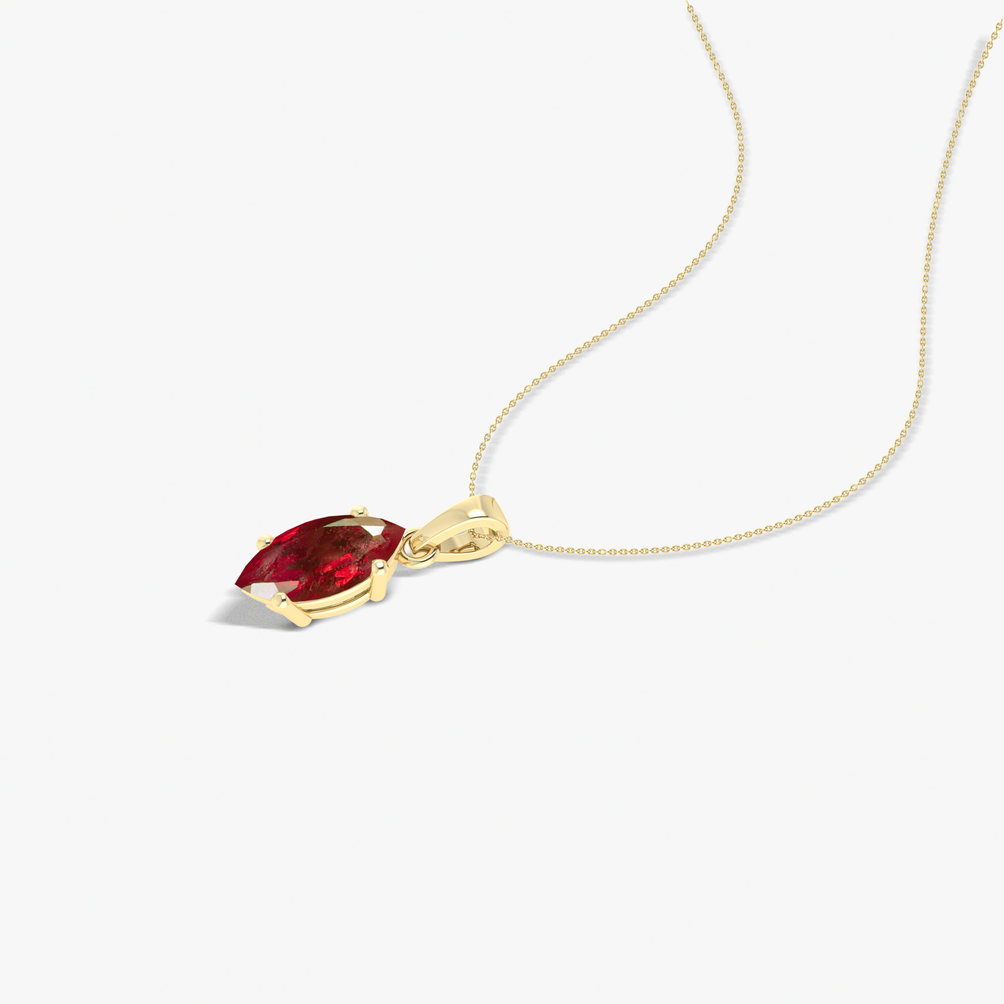 Natural Ruby Solitaire Chain Pendant Necklace - Goodstone Jewels
