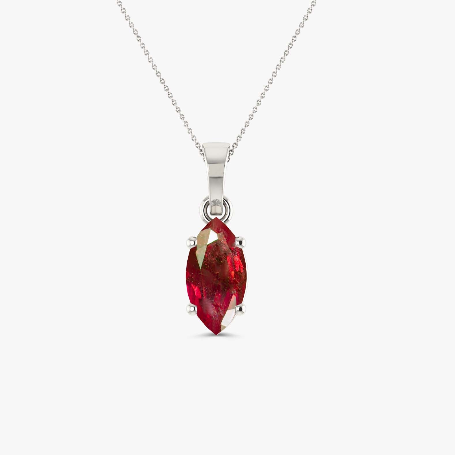 Natural Ruby Solitaire Chain Pendant Necklace - Goodstone Jewels