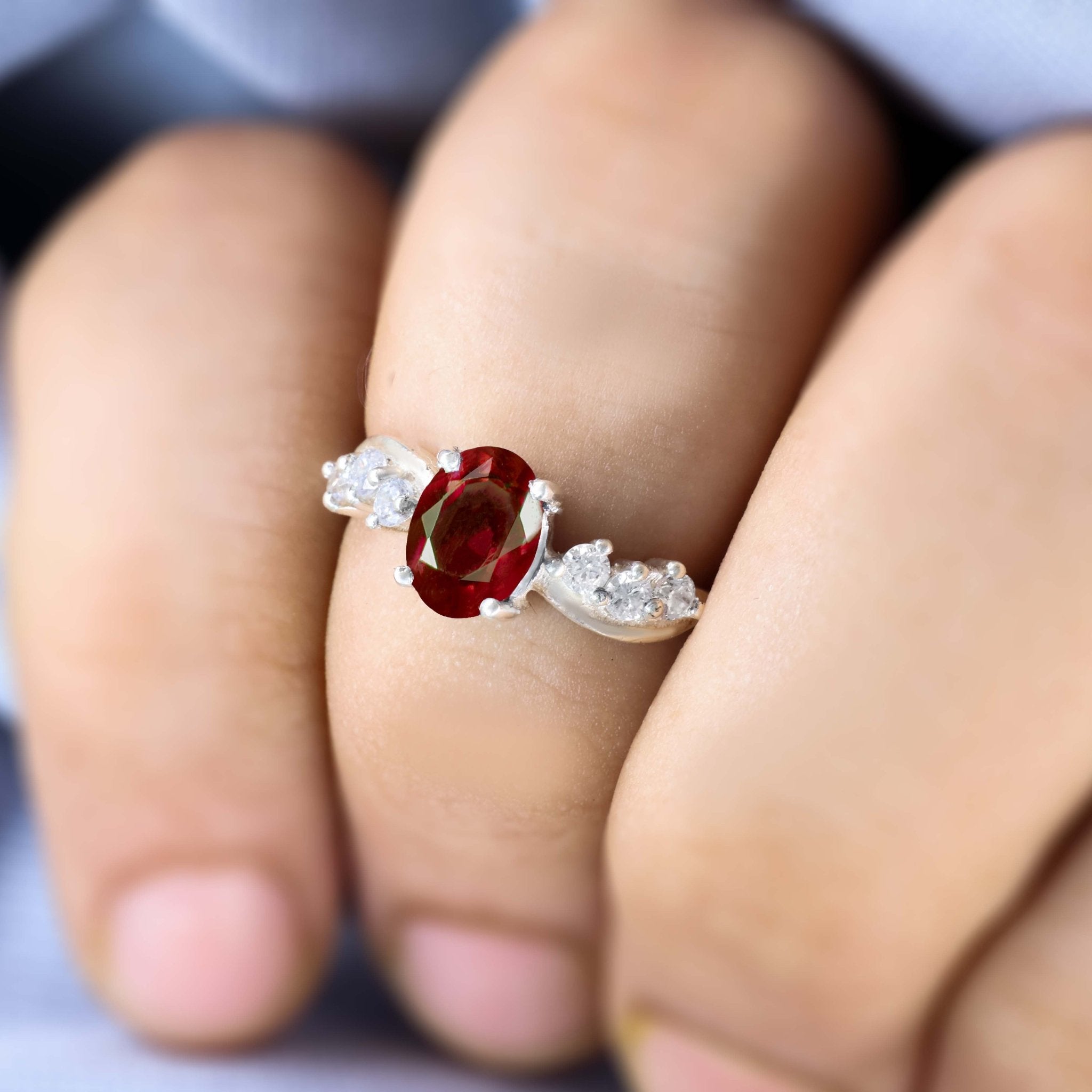 Natural Ruby Solitaire with Accents Ring with Gold Filled & Sterling Silver - Goodstone Jewels