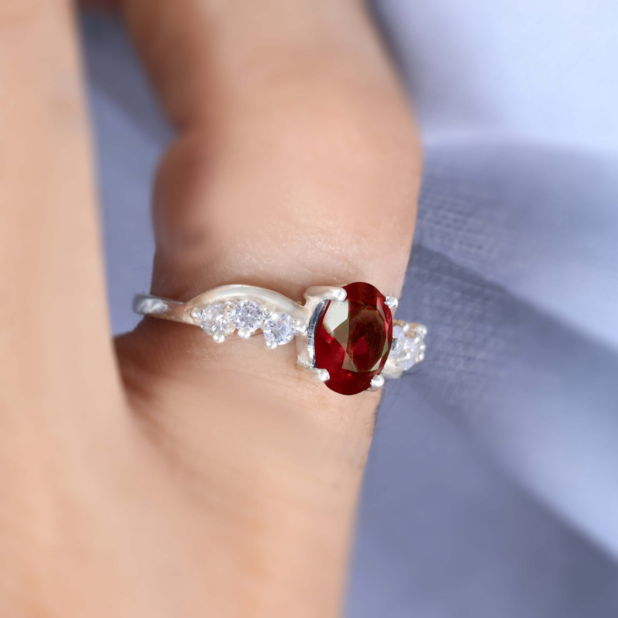 Natural Ruby Solitaire with Accents Ring with Gold Filled & Sterling Silver - Goodstone Jewels