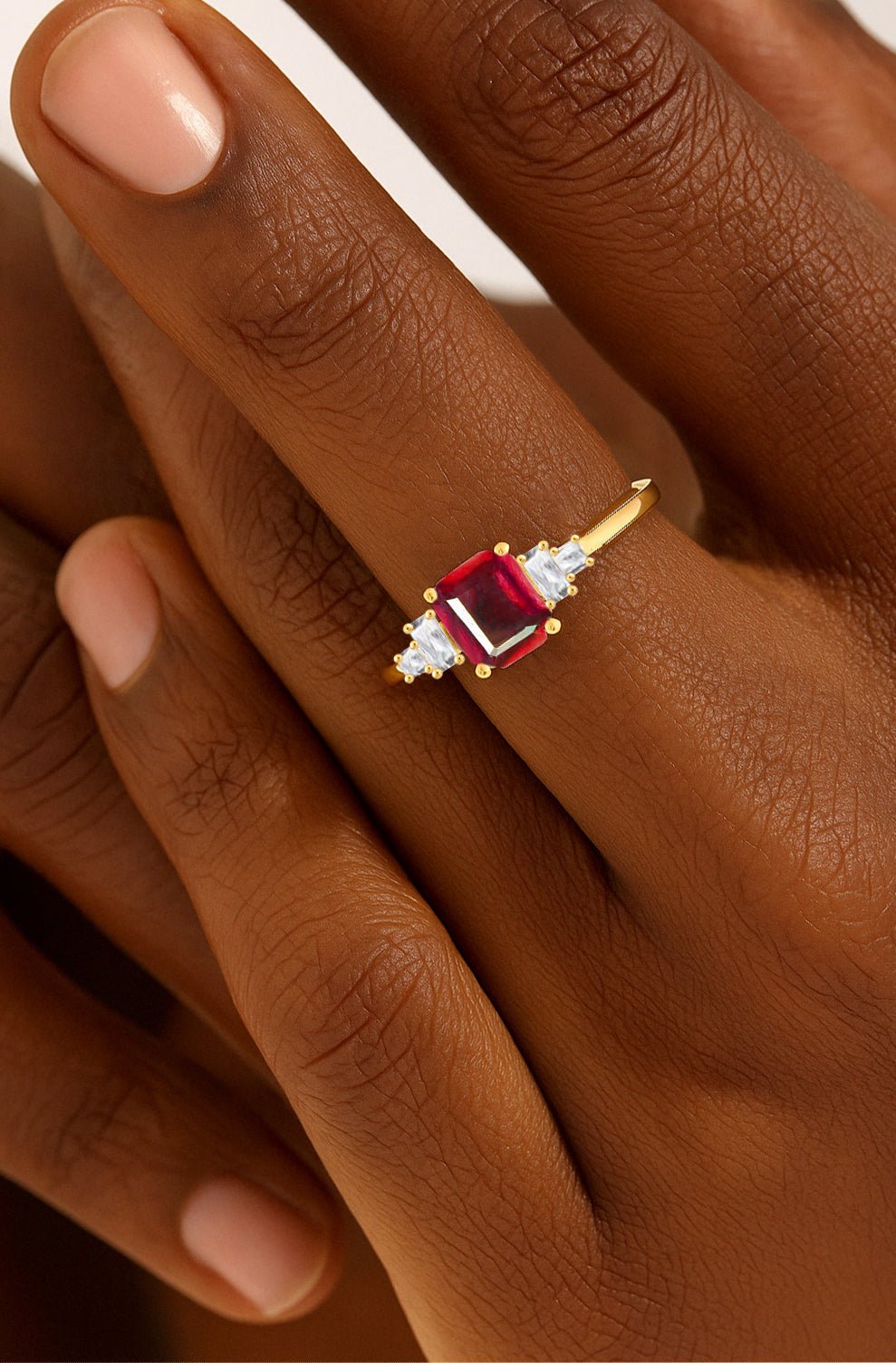 Natural Ruby Statement Ring in Yellow Gold Filled and Sterling Silver - Goodstone Jewels