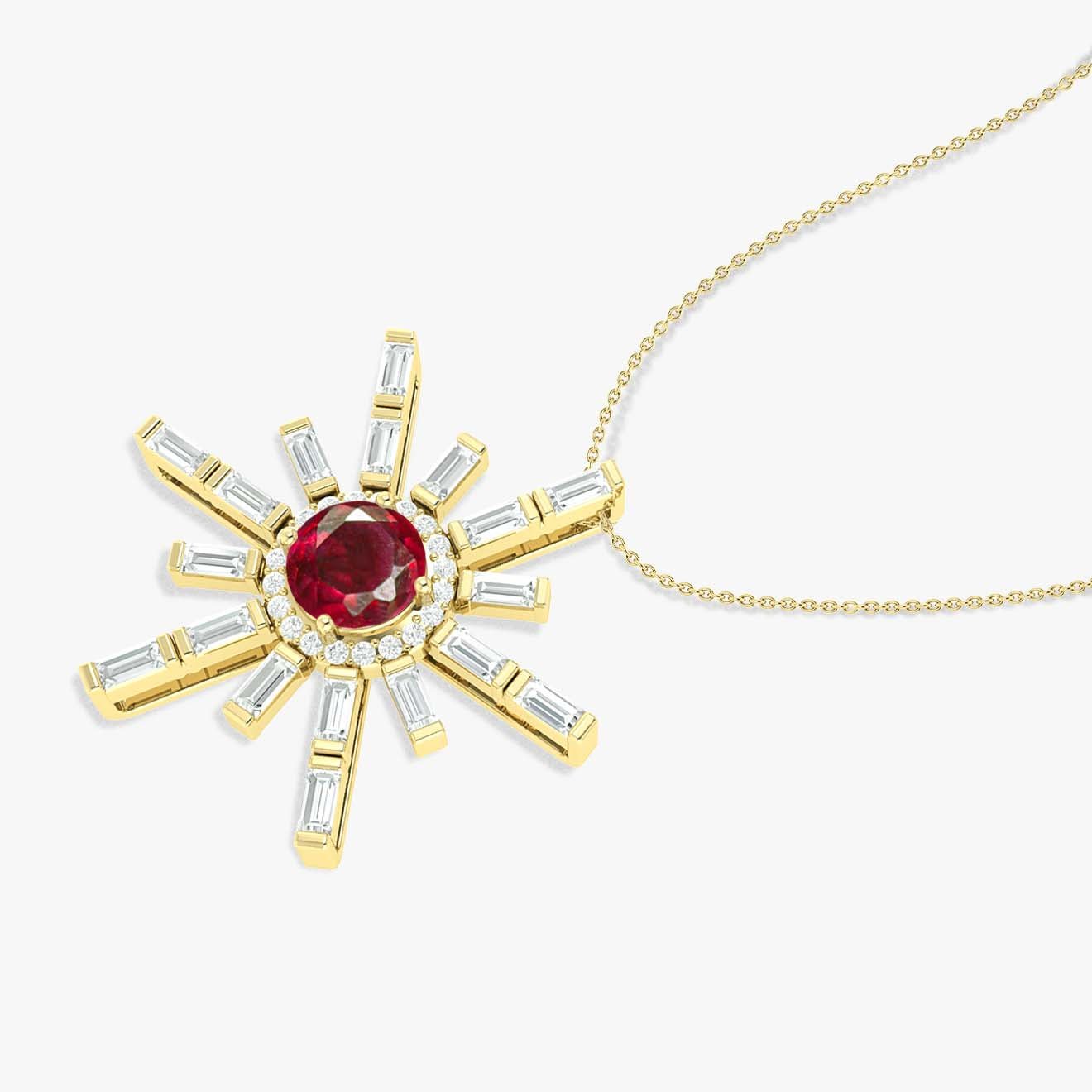 Natural Ruby Sun Charm Pendant Necklace - Goodstone Jewels