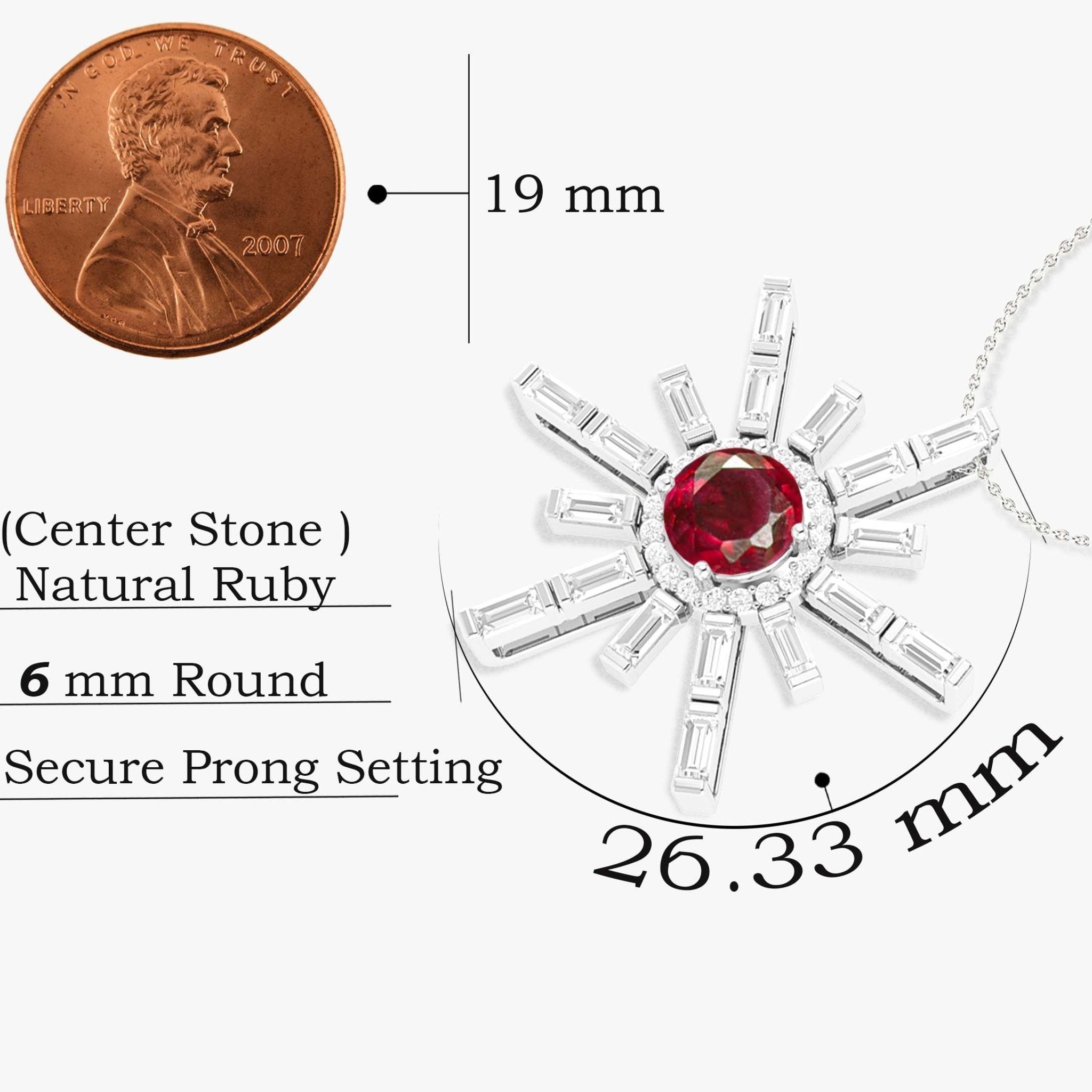 Natural Ruby Sun Charm Pendant Necklace - Goodstone Jewels