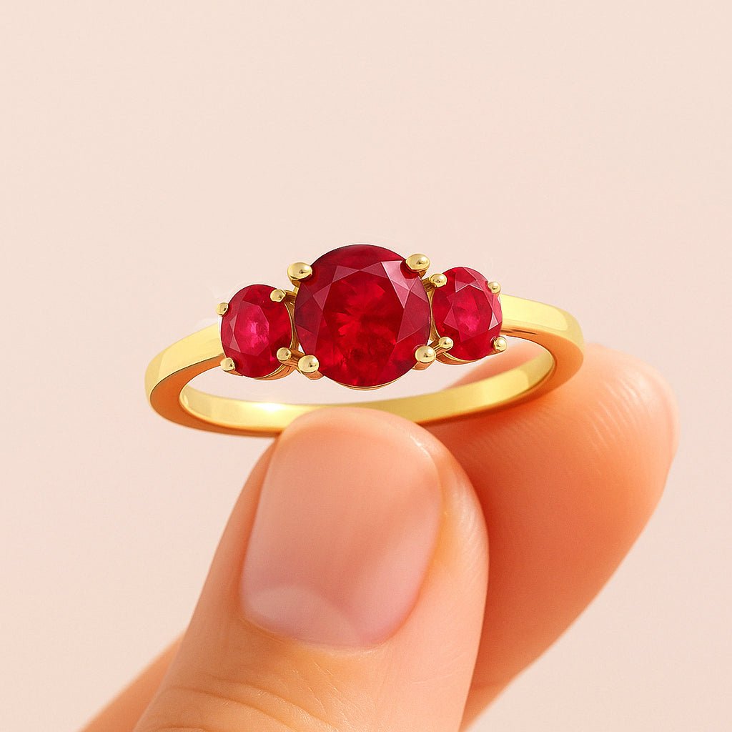 Natural Ruby Three Stone Engagement Ring - Goodstone Jewels