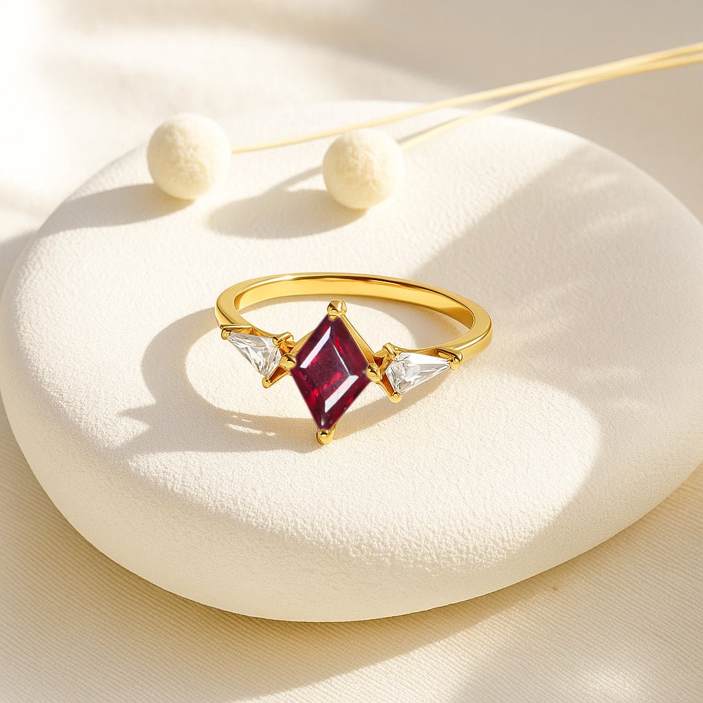 Natural Ruby Three Stone Ring Wedding, Anniversary, Promise Rings - Goodstone Jewels