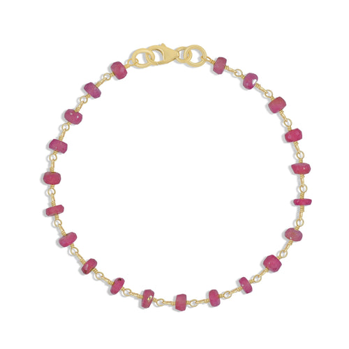 Natural Ruby Wire Wrap Beaded Bracelet Gold Filled Bracelets