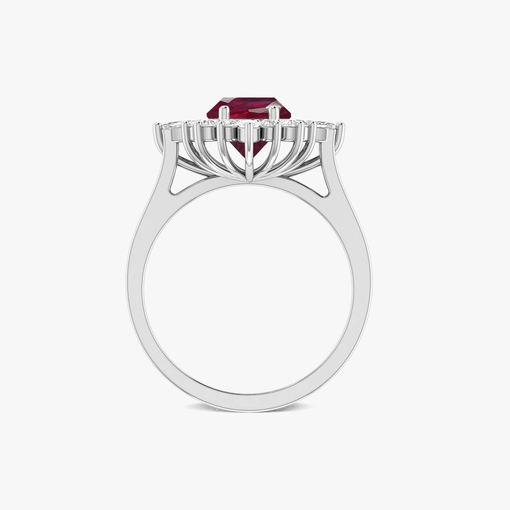 Natural Ruby with White Zircon Halo Ring in Silver & Yellow Gold Filled - Goodstone Jewels