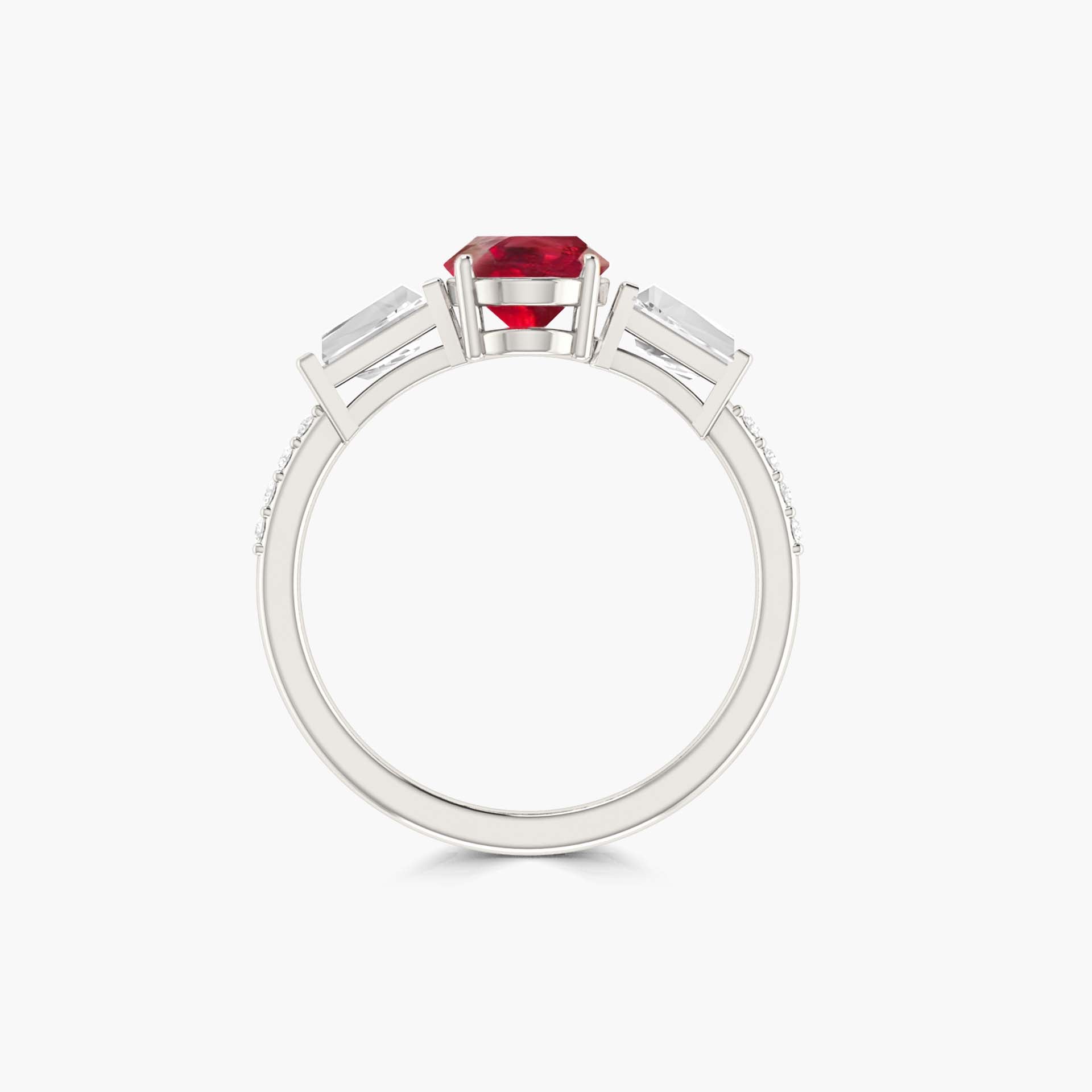 Natural Ruby with White Zircon Three Stone Engagement Ring - Goodstone Jewels