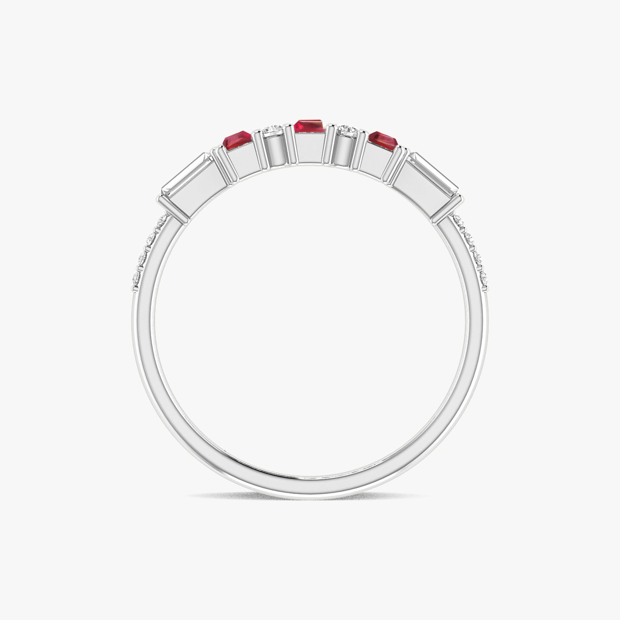 Natural Ruby with White Zircon Three Stone Statement Ring - Goodstone Jewels