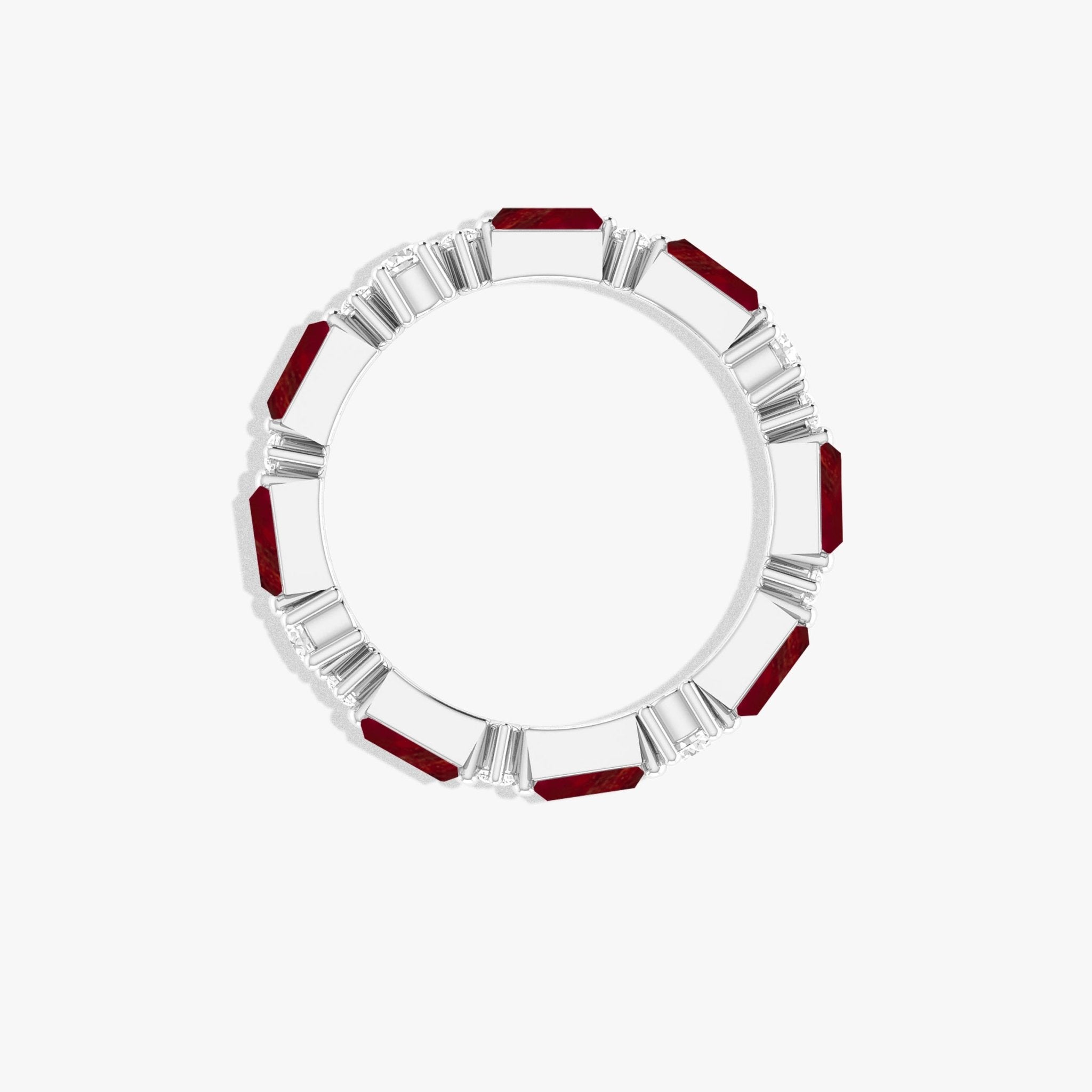 Natural Ruby with Zircon Full Eternity Wedding Band Ring - Goodstone Jewels