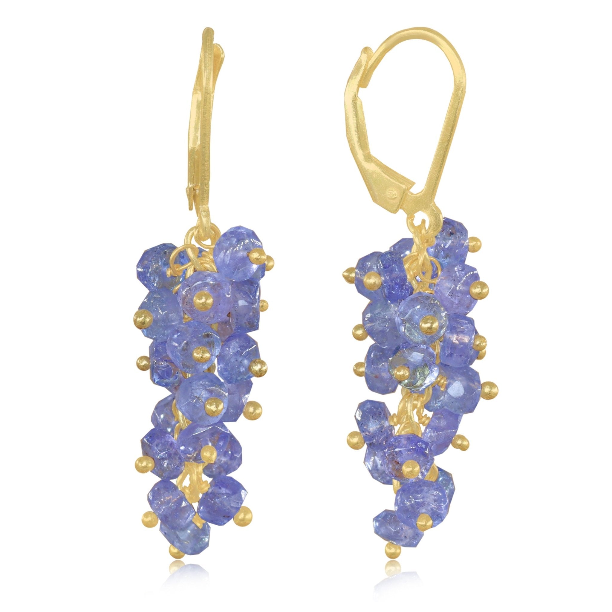 Natural Tanzanite Faceted Beads Cluster Earrings for Her - Goodstone Jewels