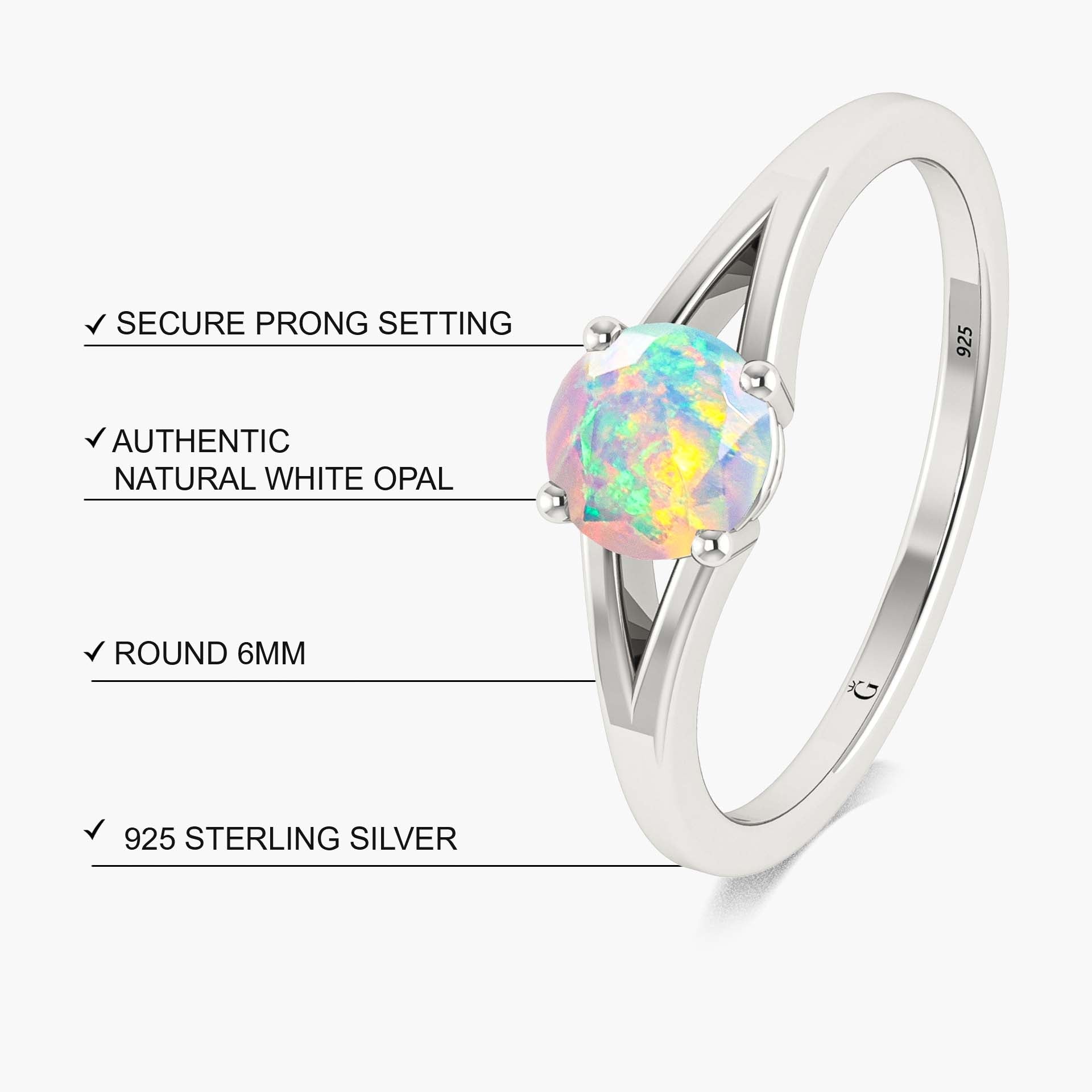 Natural white fire Ethiopian opal Engagement dainty ring - Goodstone Jewels