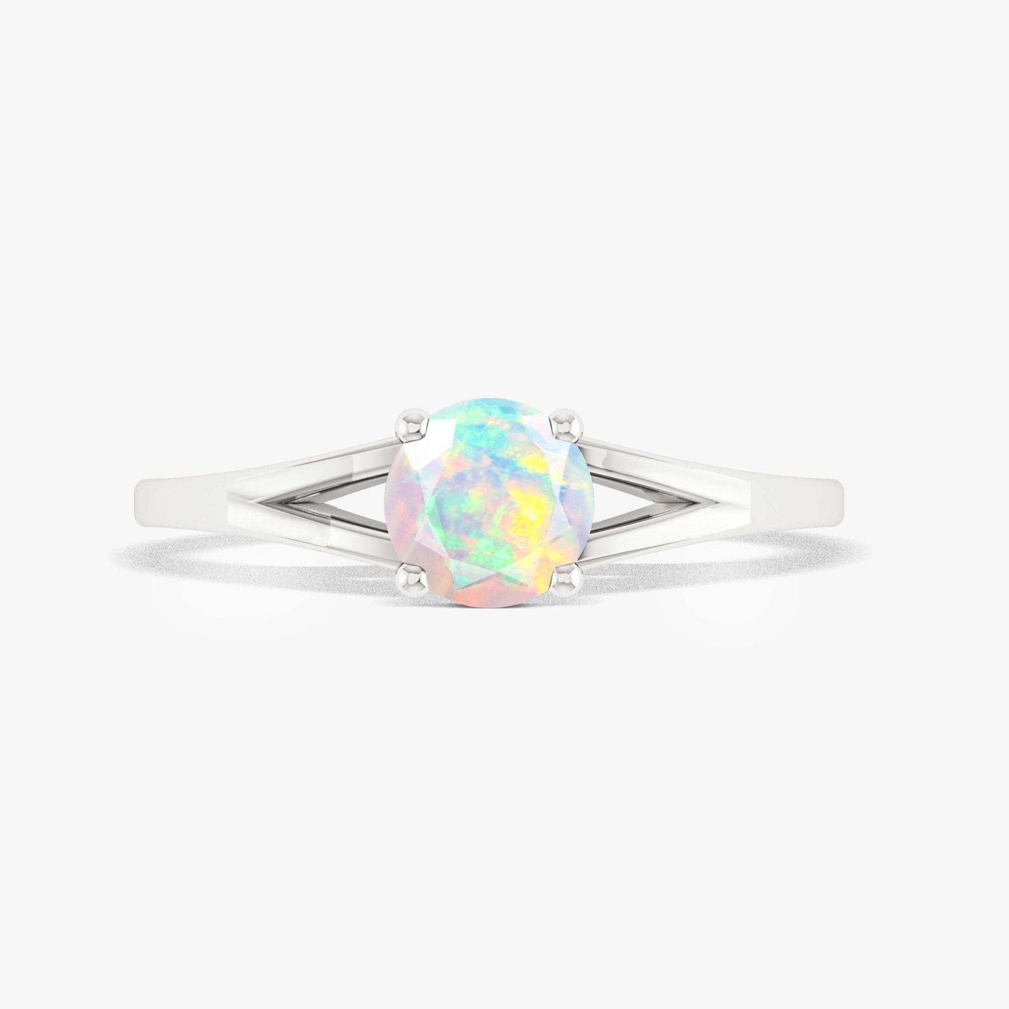 Natural white fire Ethiopian opal Engagement dainty ring - Goodstone Jewels