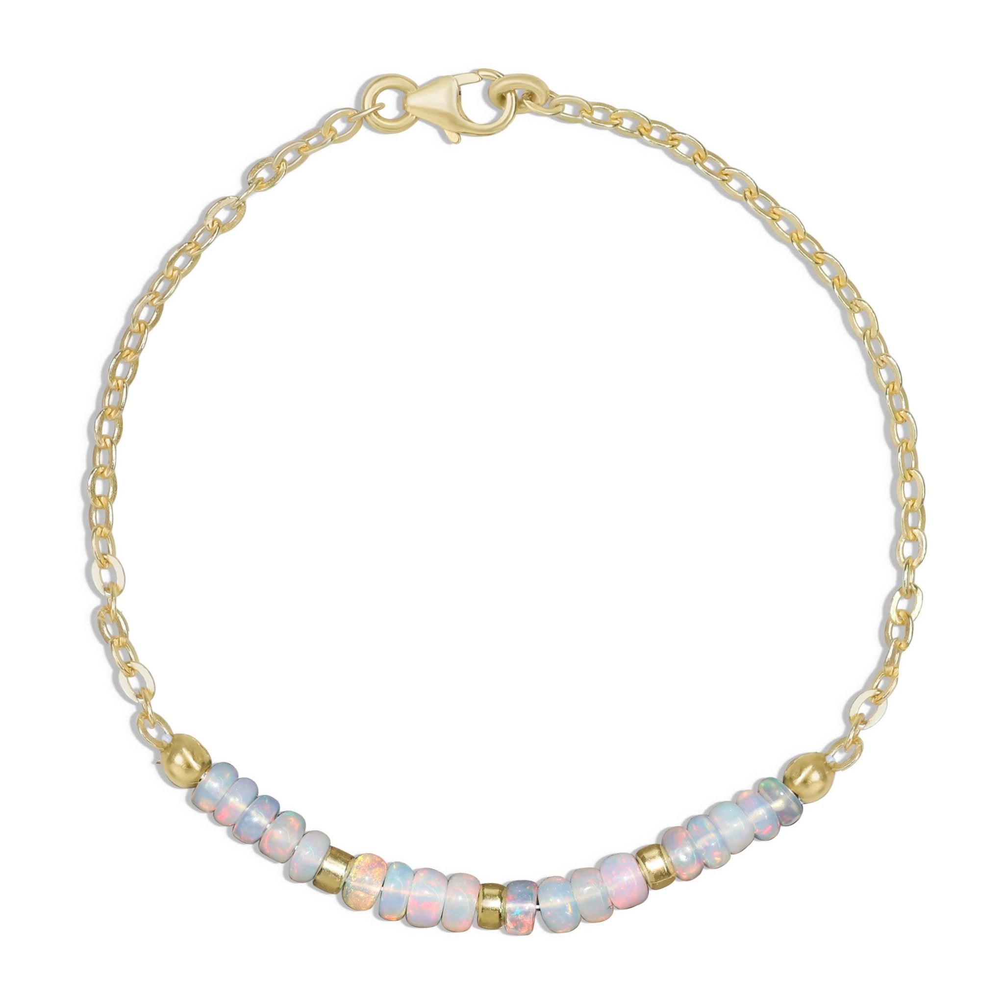Natural White Opal Beaded Chain Bracelet Handmade Beads Bracelets - Goodstone Jewels