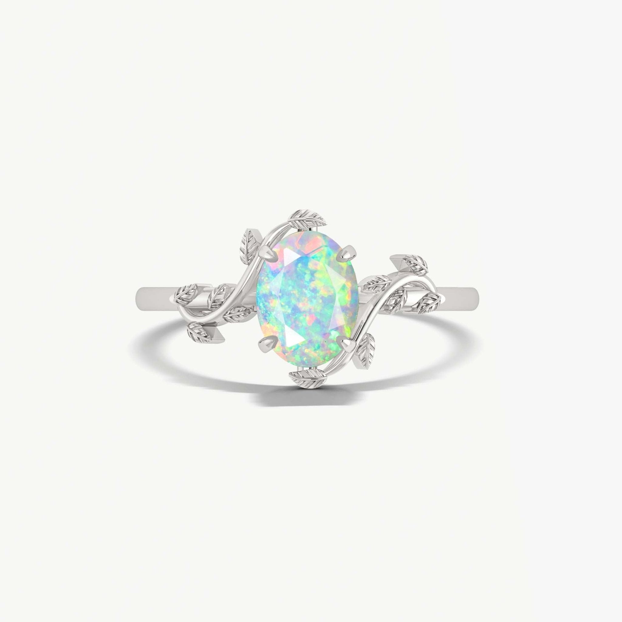Natural White Opal Bypass Leaf Style Ring - Goodstone Jewels
