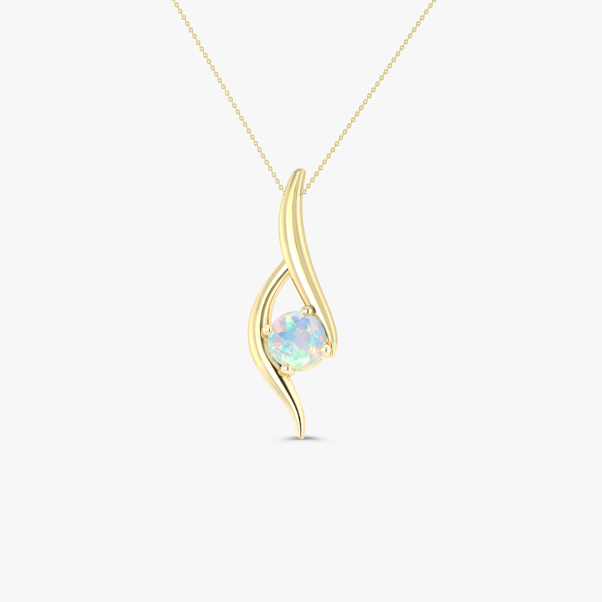 Natural White Opal Bypass Pendant Chain Necklace - Goodstone Jewels