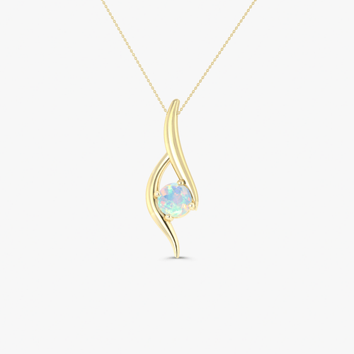 Natural White Opal Bypass Pendant Chain Necklace