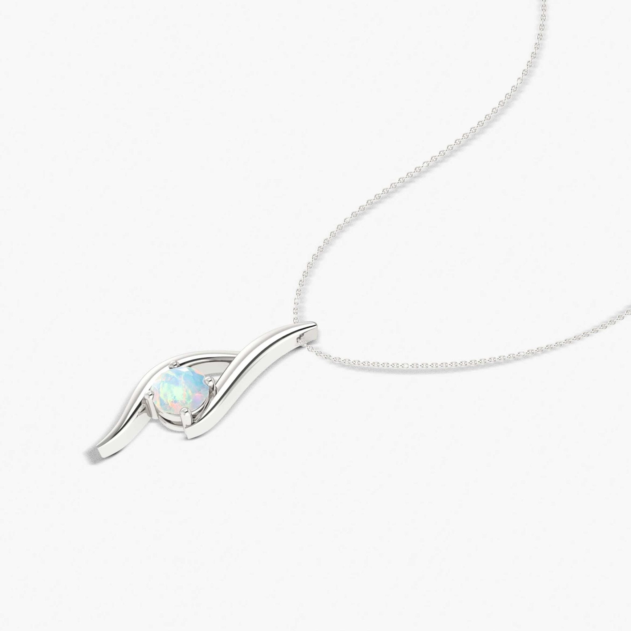 Natural White Opal Bypass Pendant Chain Necklace - Goodstone Jewels