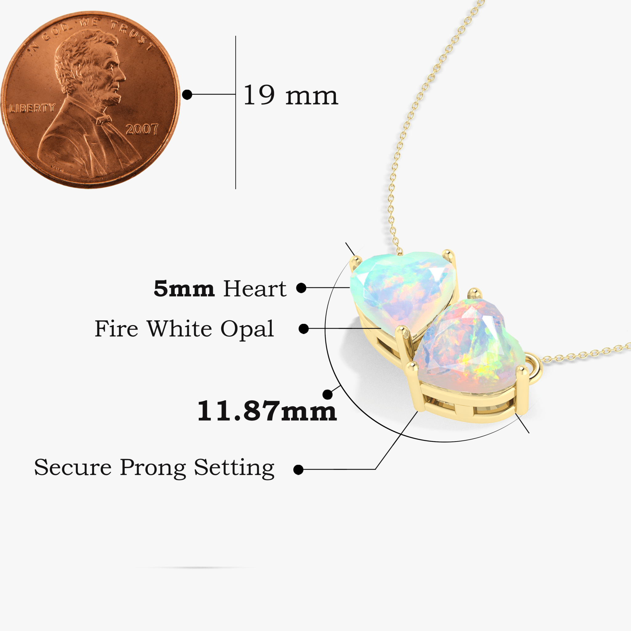 Natural White Opal Dual Heart Pendant - Goodstone Jewels