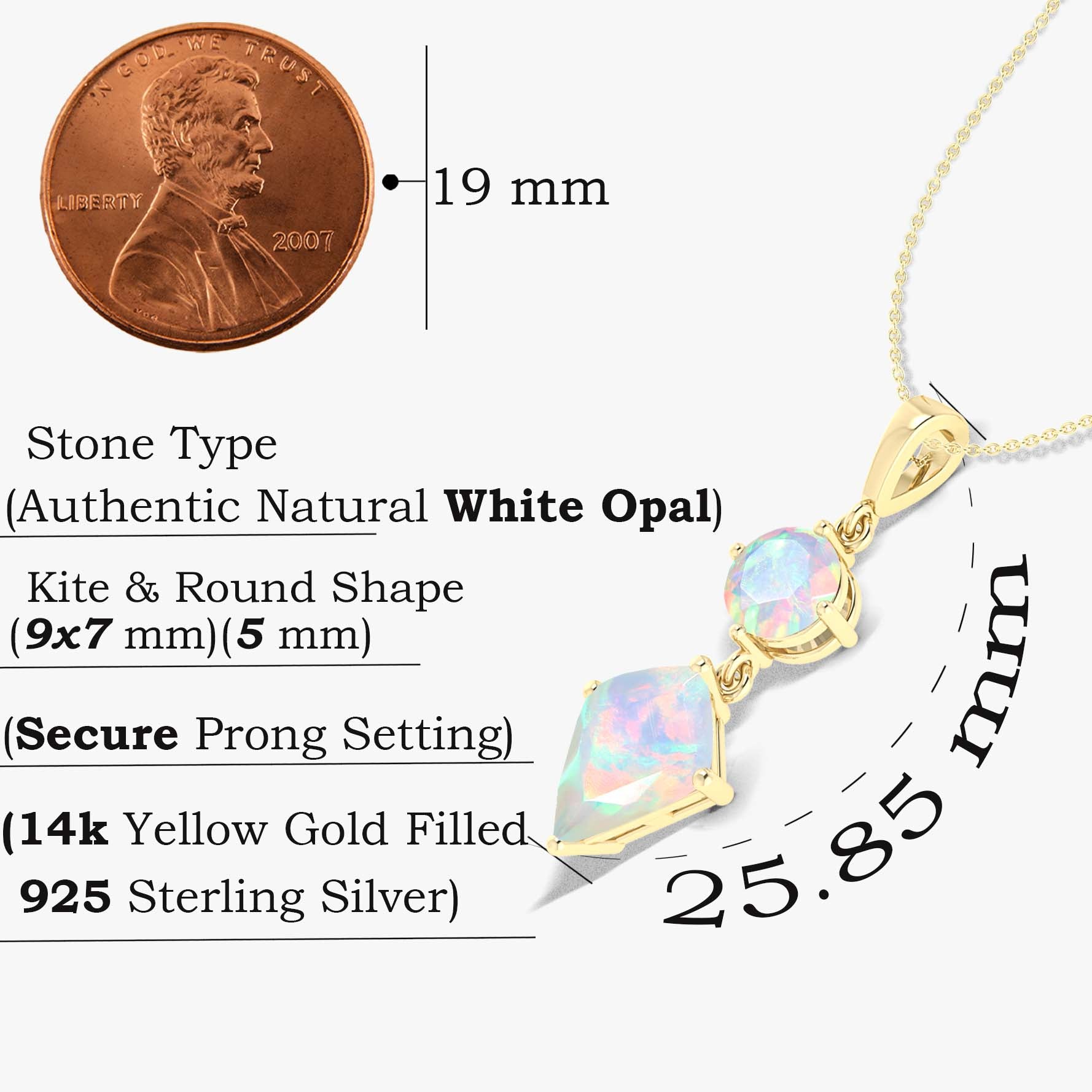 Natural White Opal Dual Stone Long Chain Pendant Necklace - Goodstone Jewels