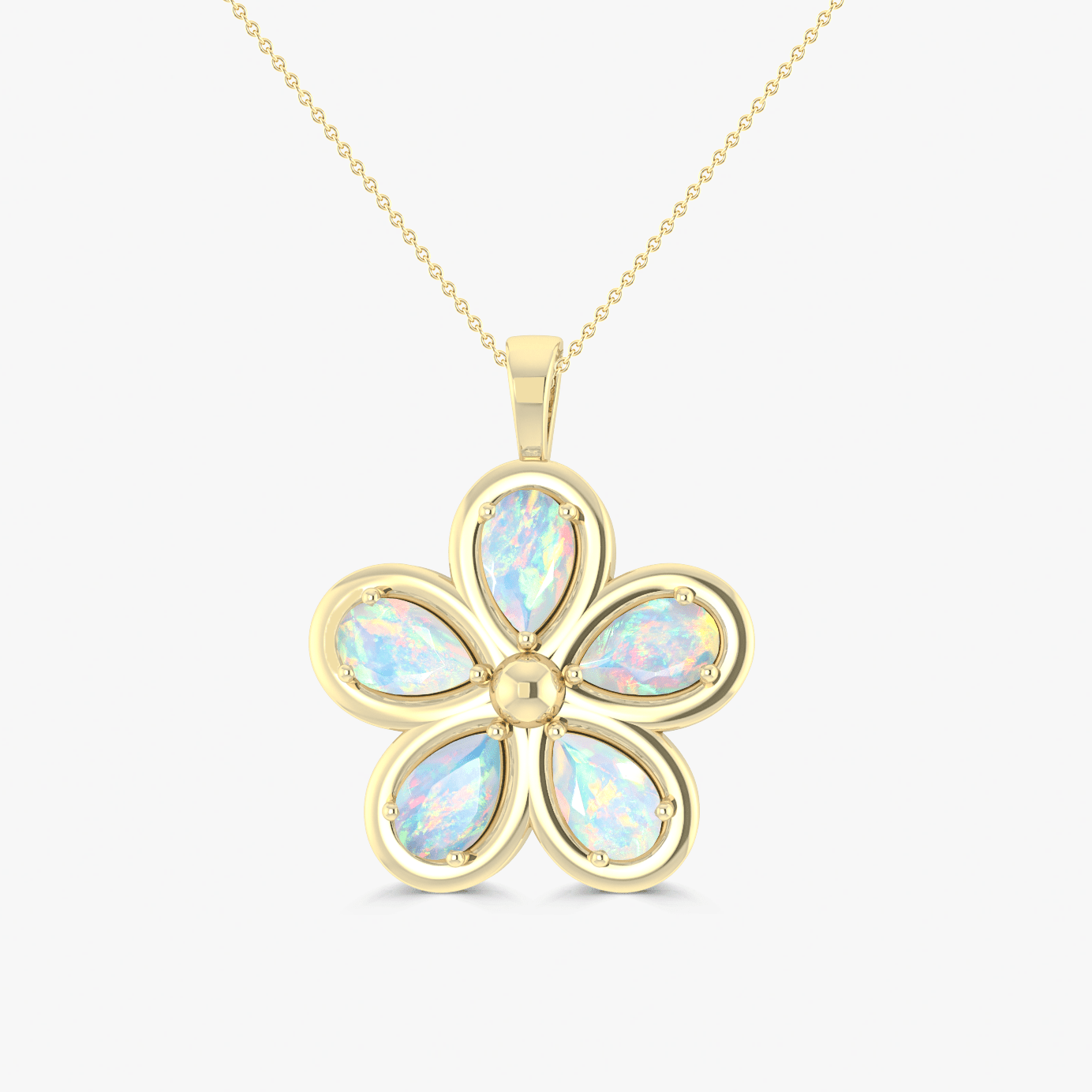 Natural White Opal Flower Style Pendant Chain Necklace - Goodstone Jewels
