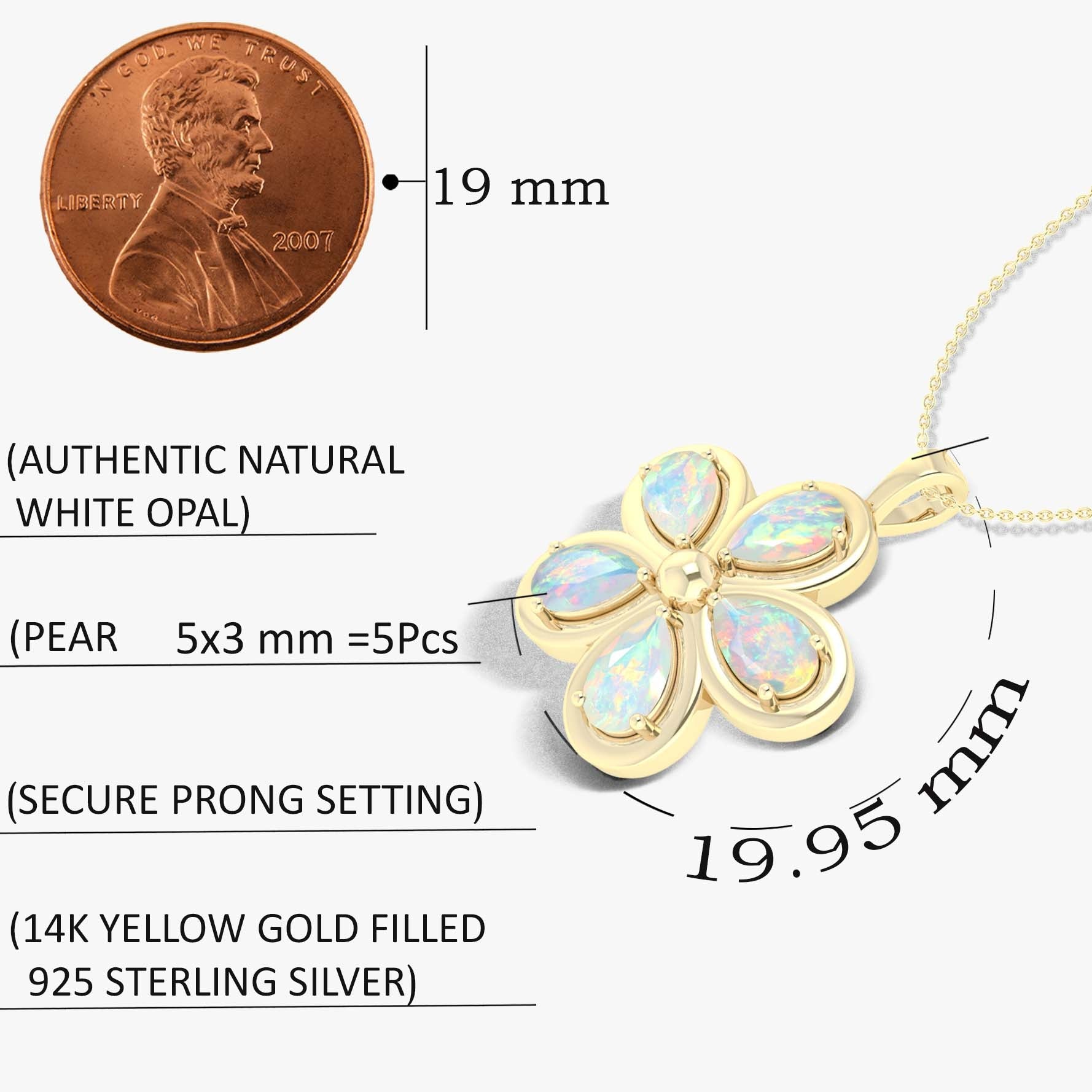 Natural White Opal Flower Style Pendant Chain Necklace - Goodstone Jewels