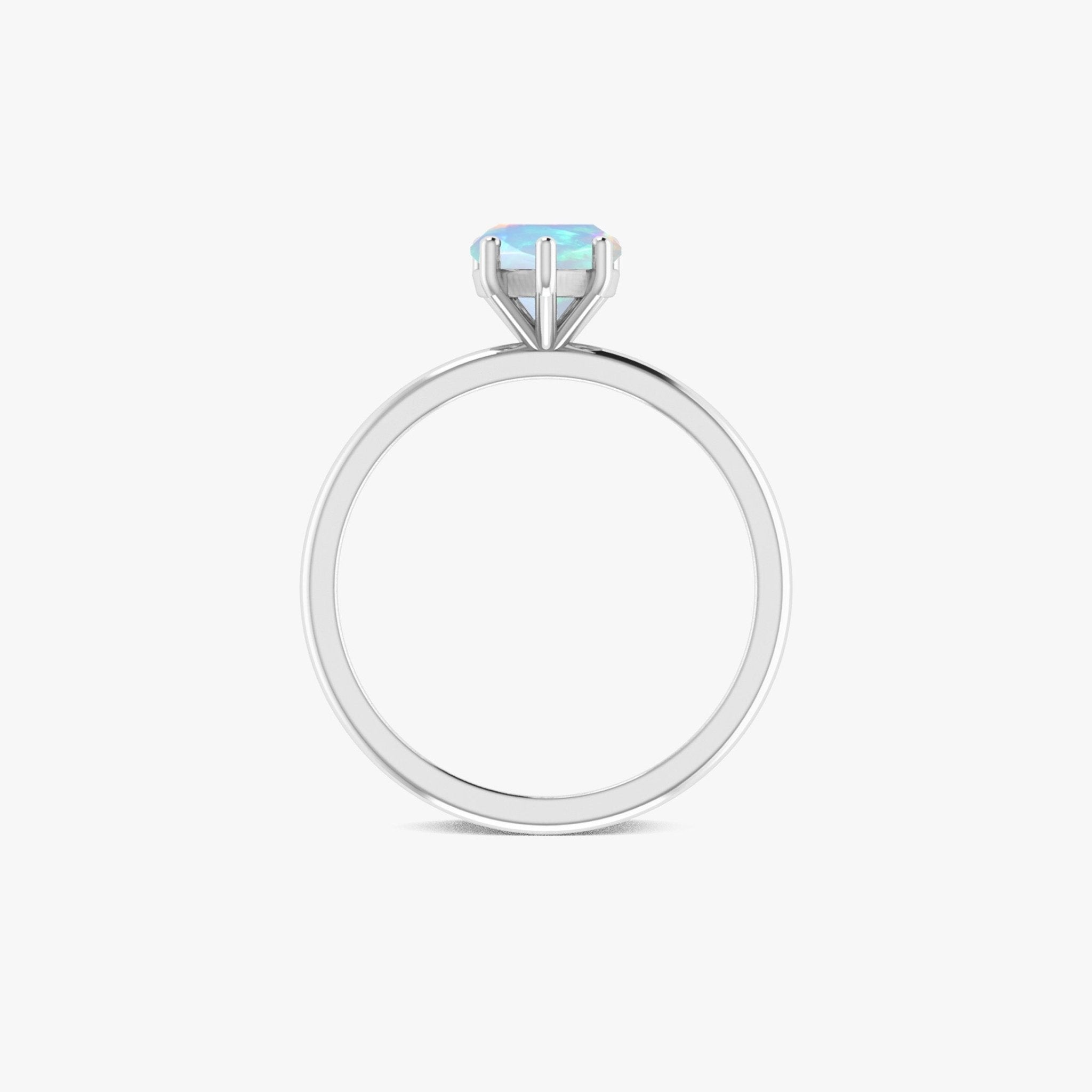 Natural White Opal Gemstone Heart Ring in Yellow Gold Filled & 925 Silver - Goodstone Jewels