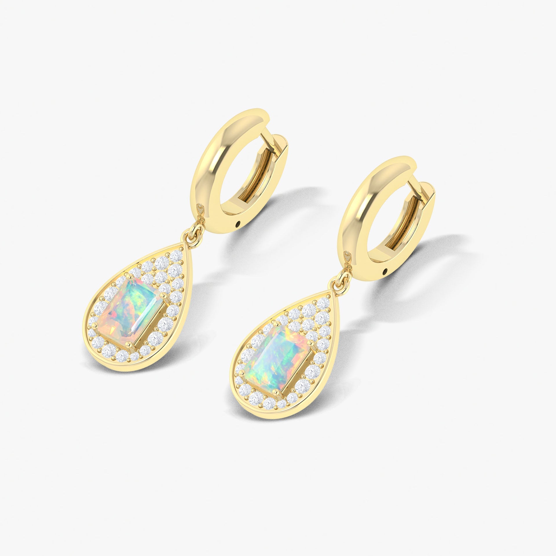 Natural White Opal Hoop Tear Drop Earrings - Goodstone Jewels