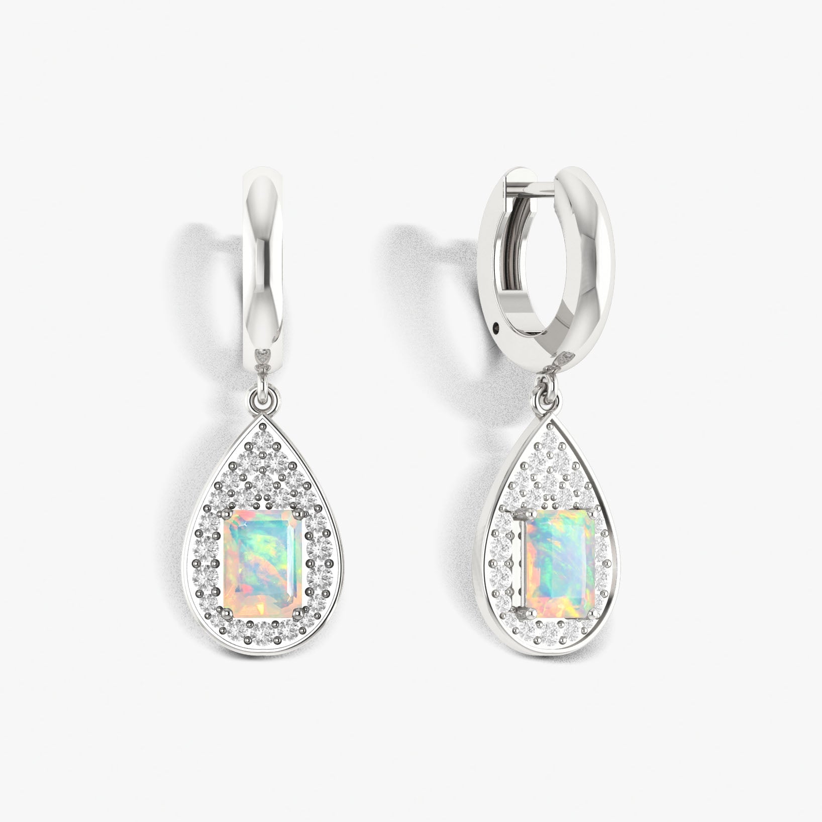 Natural White Opal Hoop Tear Drop Earrings - Goodstone Jewels