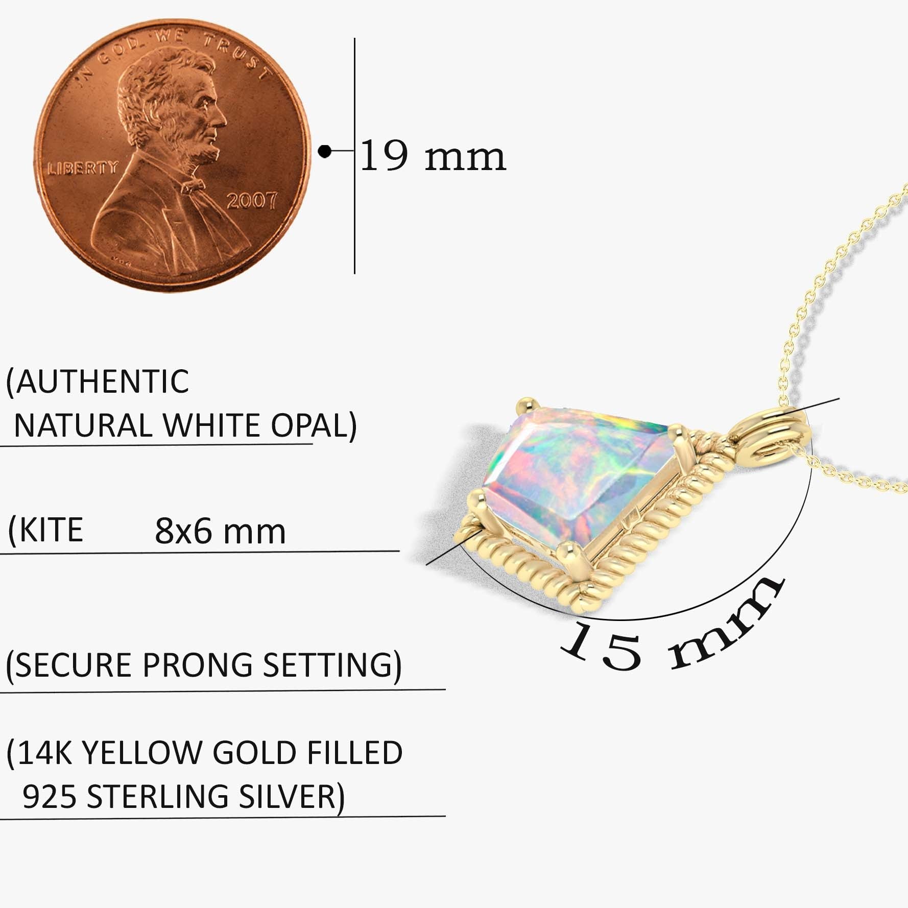 Natural White Opal Kite Style Chain Pendant Necklace - Goodstone Jewels