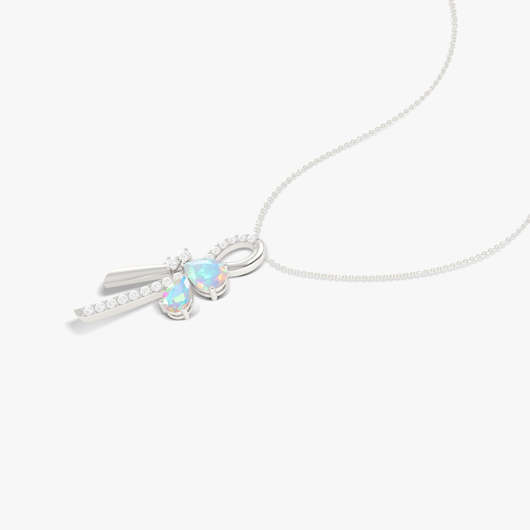 Natural White Opal Knot Style Charm Pendant Necklace - Goodstone Jewels