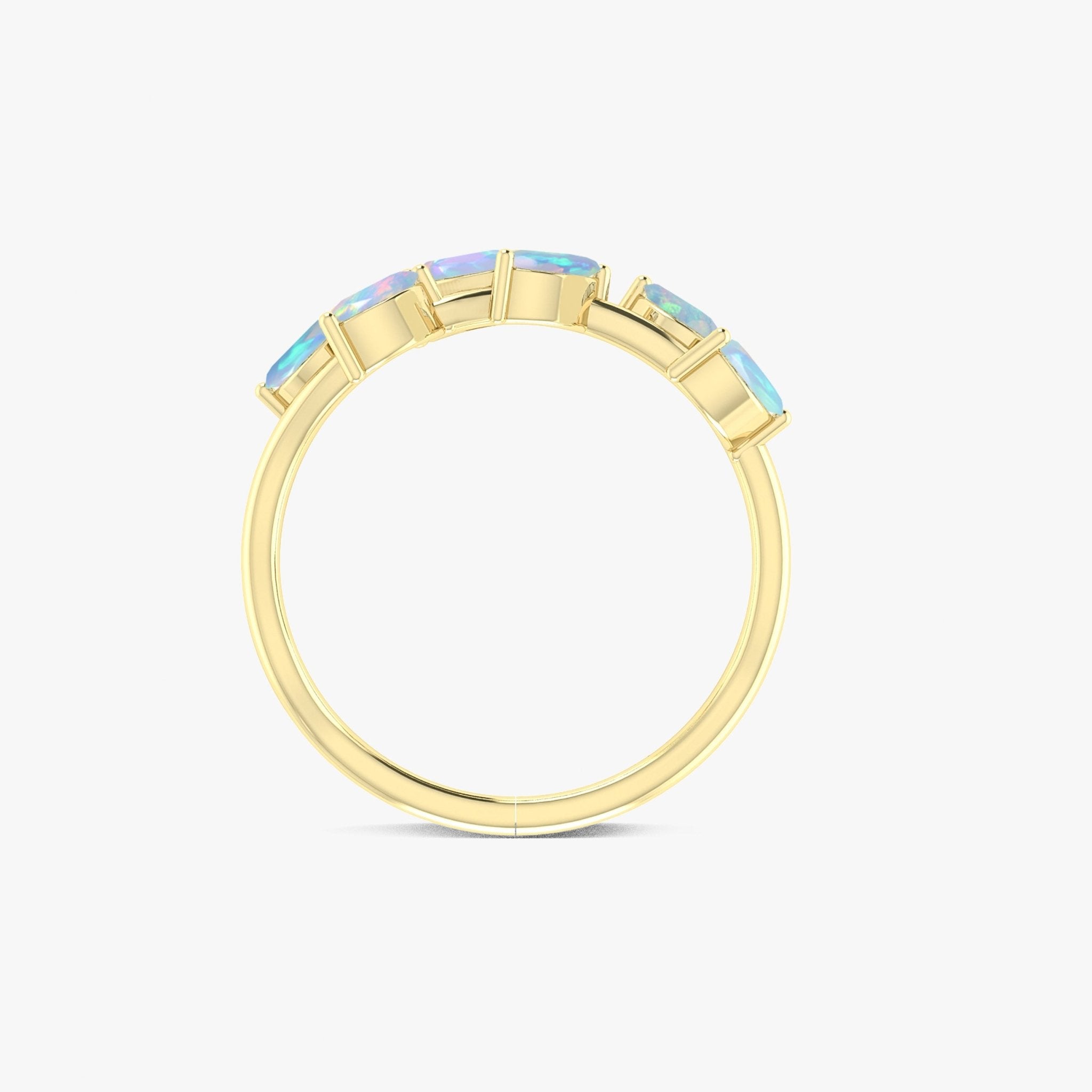 Natural White Opal Leaf Style Six Stone Gold Filled & 925 Silver Ring - Goodstone Jewels