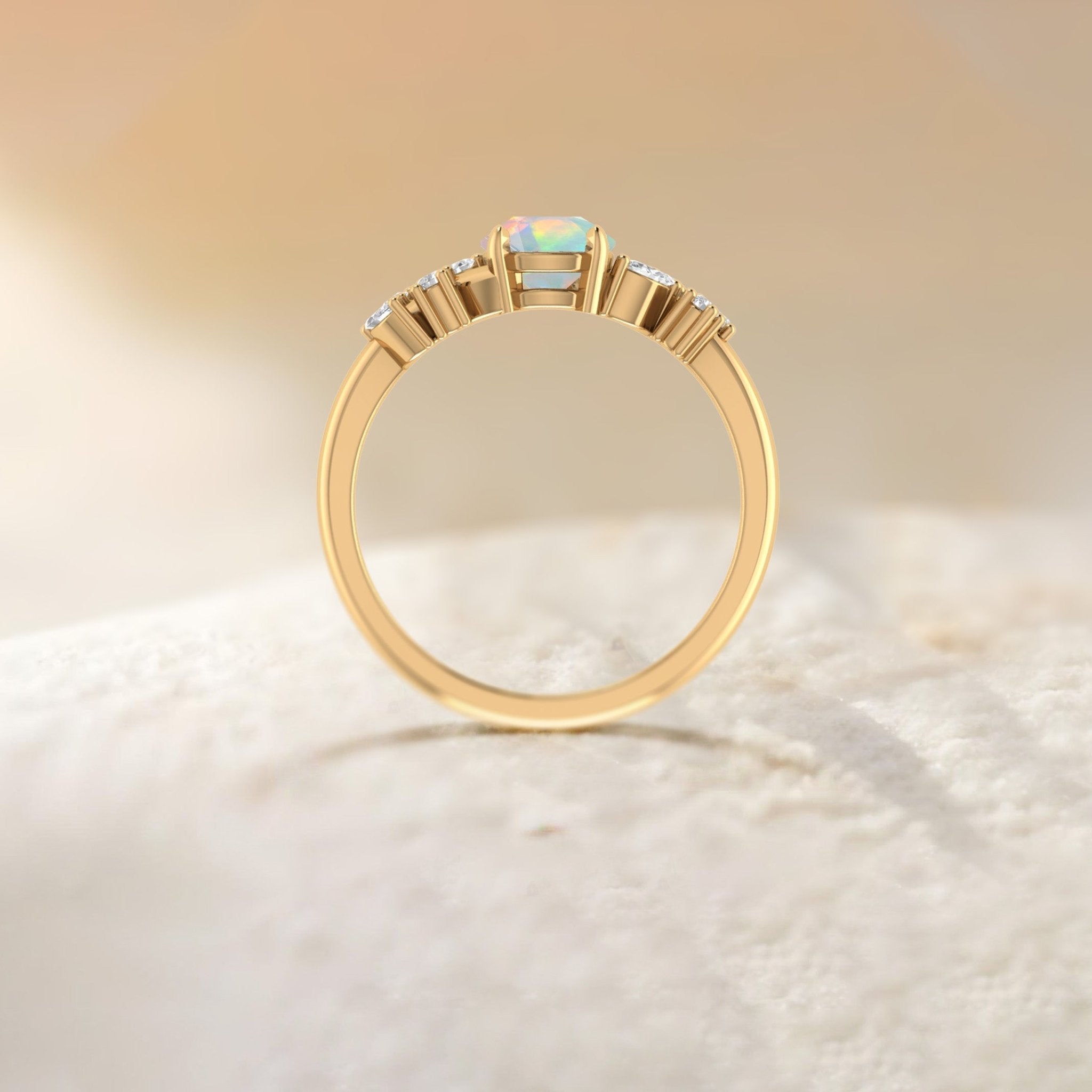 Natural White Opal Leaf Style Statement Ring For Her - Goodstone Jewels