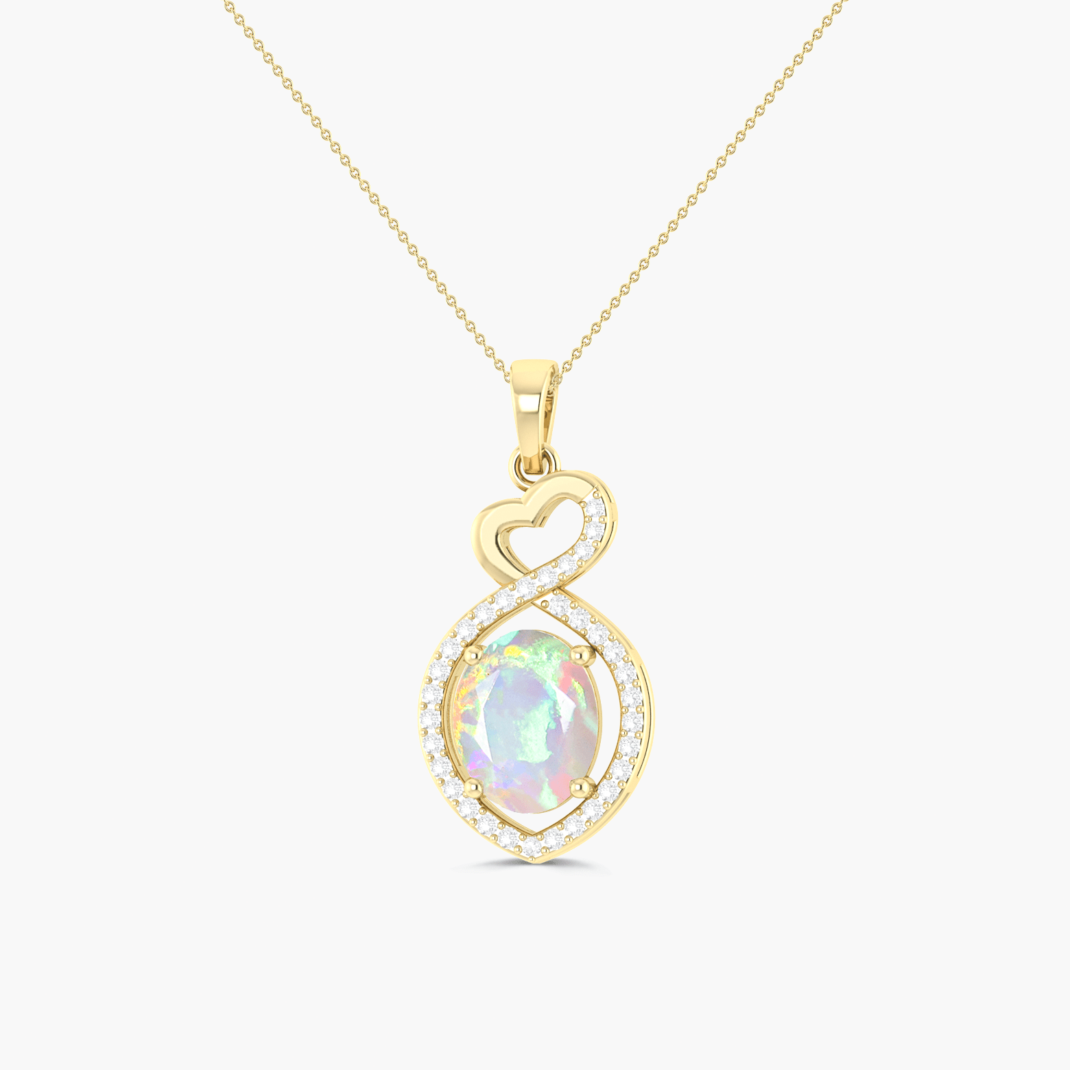 Natural White Opal Mini Heart Style Chain Pendant Necklace - Goodstone Jewels