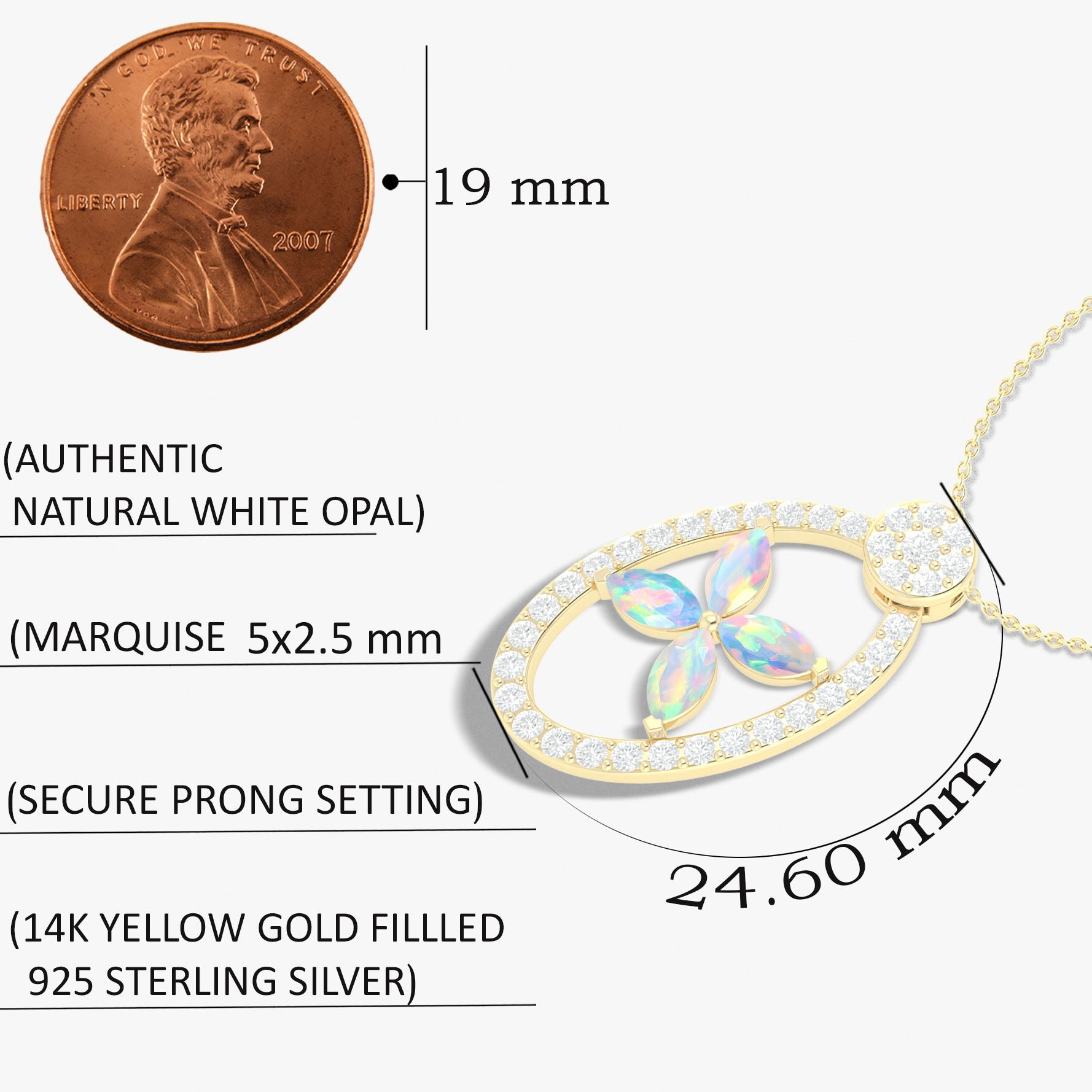 Natural White Opal OX Style Charm Pendant Necklace - Goodstone Jewels